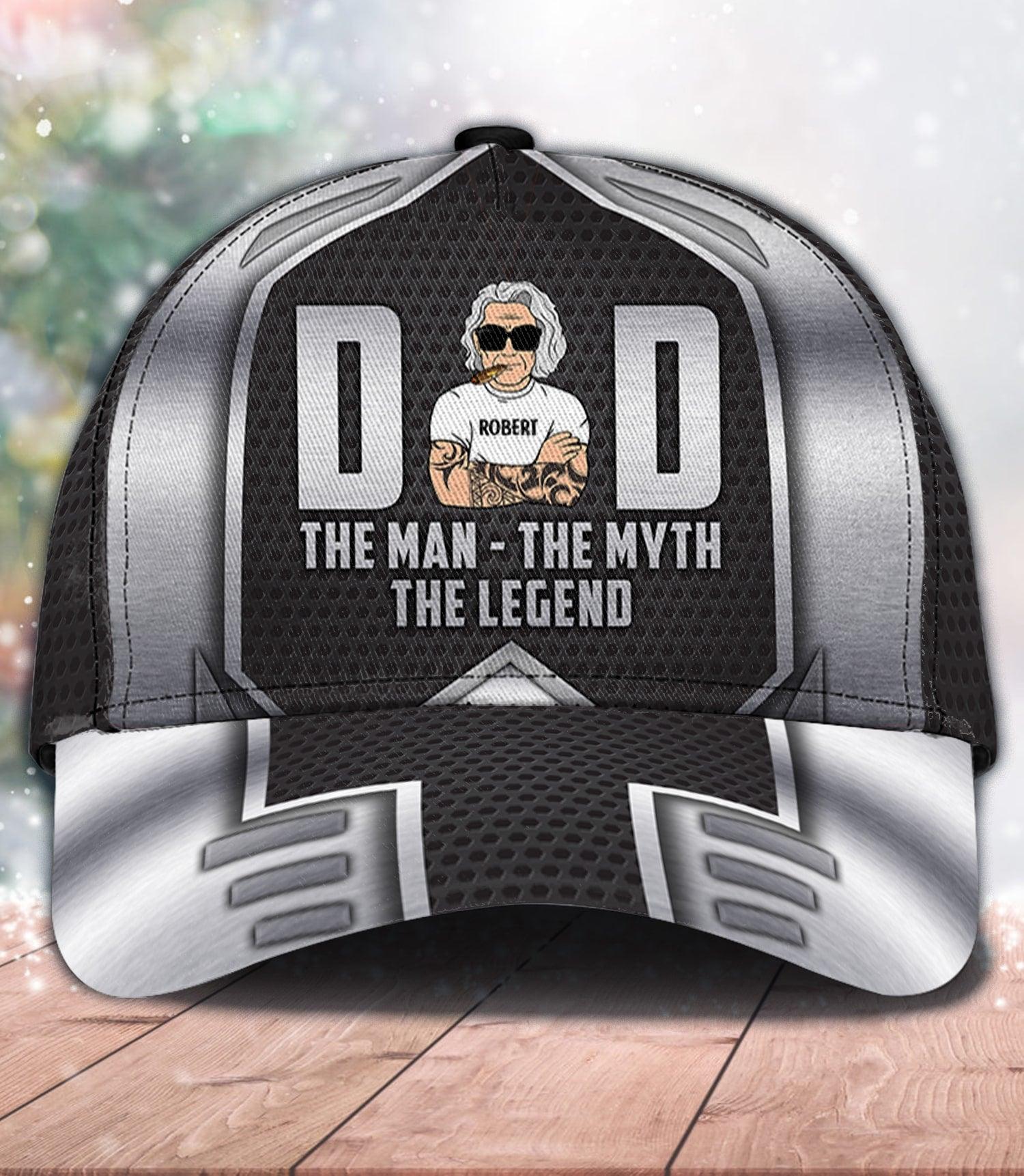 Dad The Man The Myth The Legend Father Personalized Classic Cap, FatherÃƒÂ¢Ã¢â€šÂ¬Ã¢â€žÂ¢s Day Gift for Dad, Papa, Parents, Father, Grandfather Trucker Hats Custom Hats Gifts For Men & Women