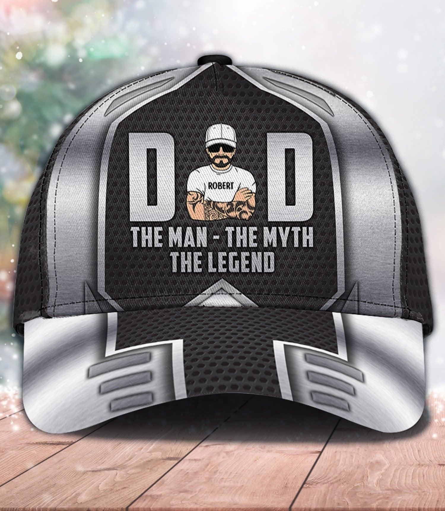 Dad The Man The Myth The Legend Father Personalized Classic Cap, FatherÃƒÂ¢Ã¢â€šÂ¬Ã¢â€žÂ¢s Day Gift for Dad, Papa, Parents, Father, Grandfather Trucker Hats Custom Hats Gifts For Men & Women