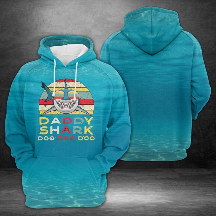 Daddy Shark Doo Doo 3D All Over Print Hoodie, Zip Hoodie
