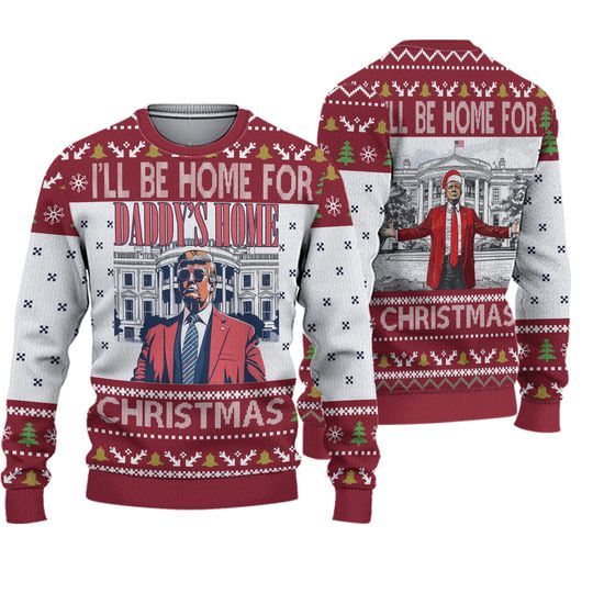 Daddys Home Donald Trump Red Christmas Ugly Sweater - Image 2