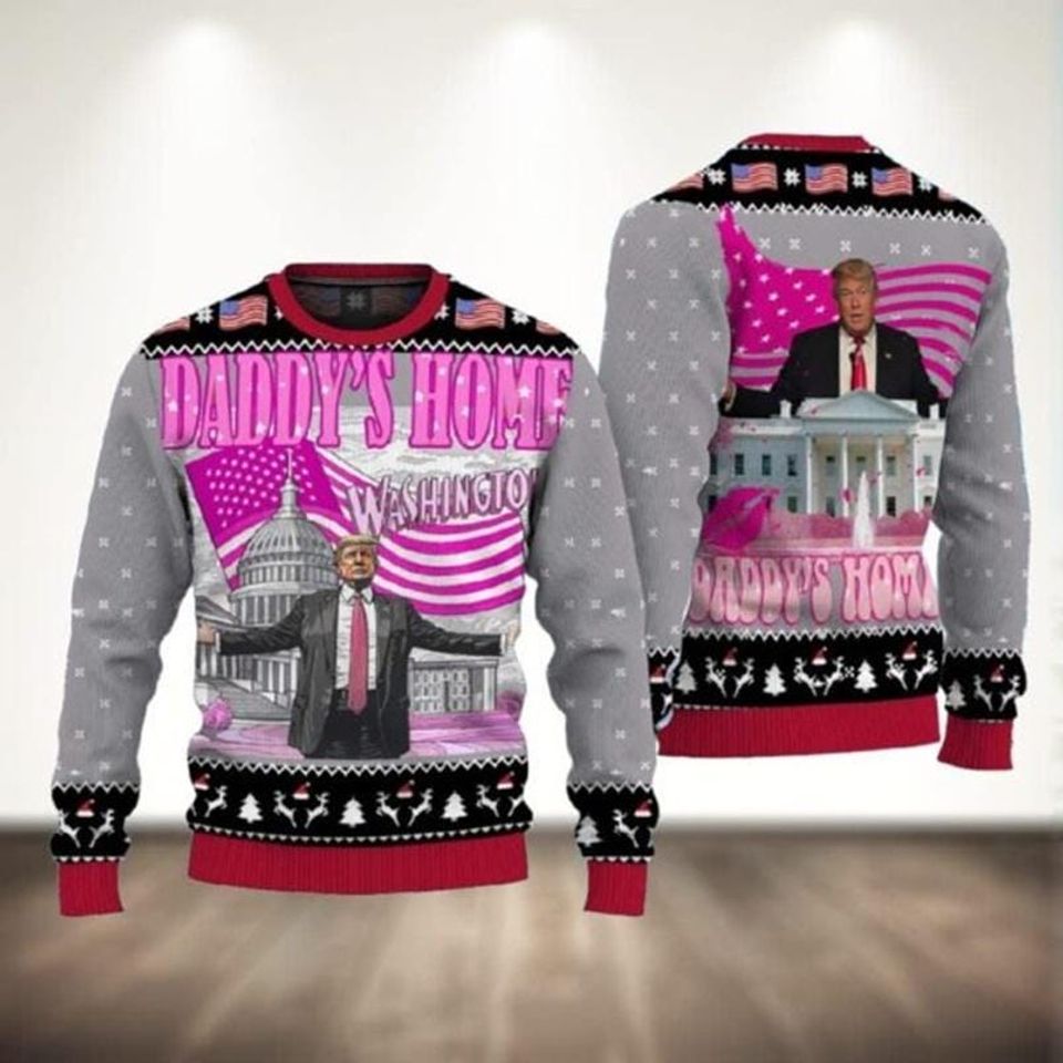 Daddy's Home Ugly Christmas Sweater, White House Trump 2024 Sweatshirt