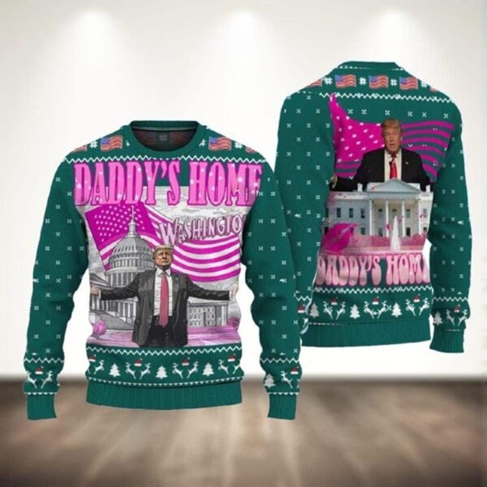 Daddy's Home Ugly Christmas Sweater, White House Trump 2024 Sweatshirt