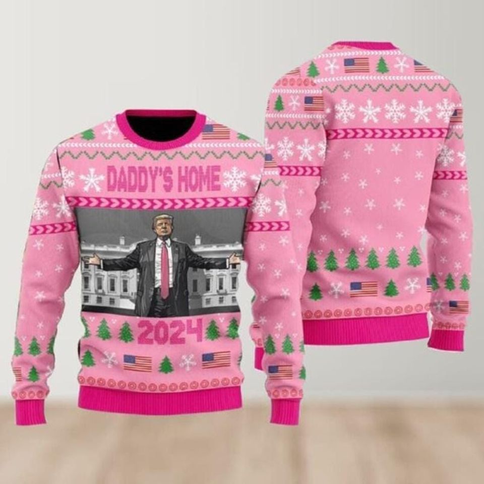 Daddy's Home Ugly Christmas Sweater, White House Trump 2024 Sweatshirt