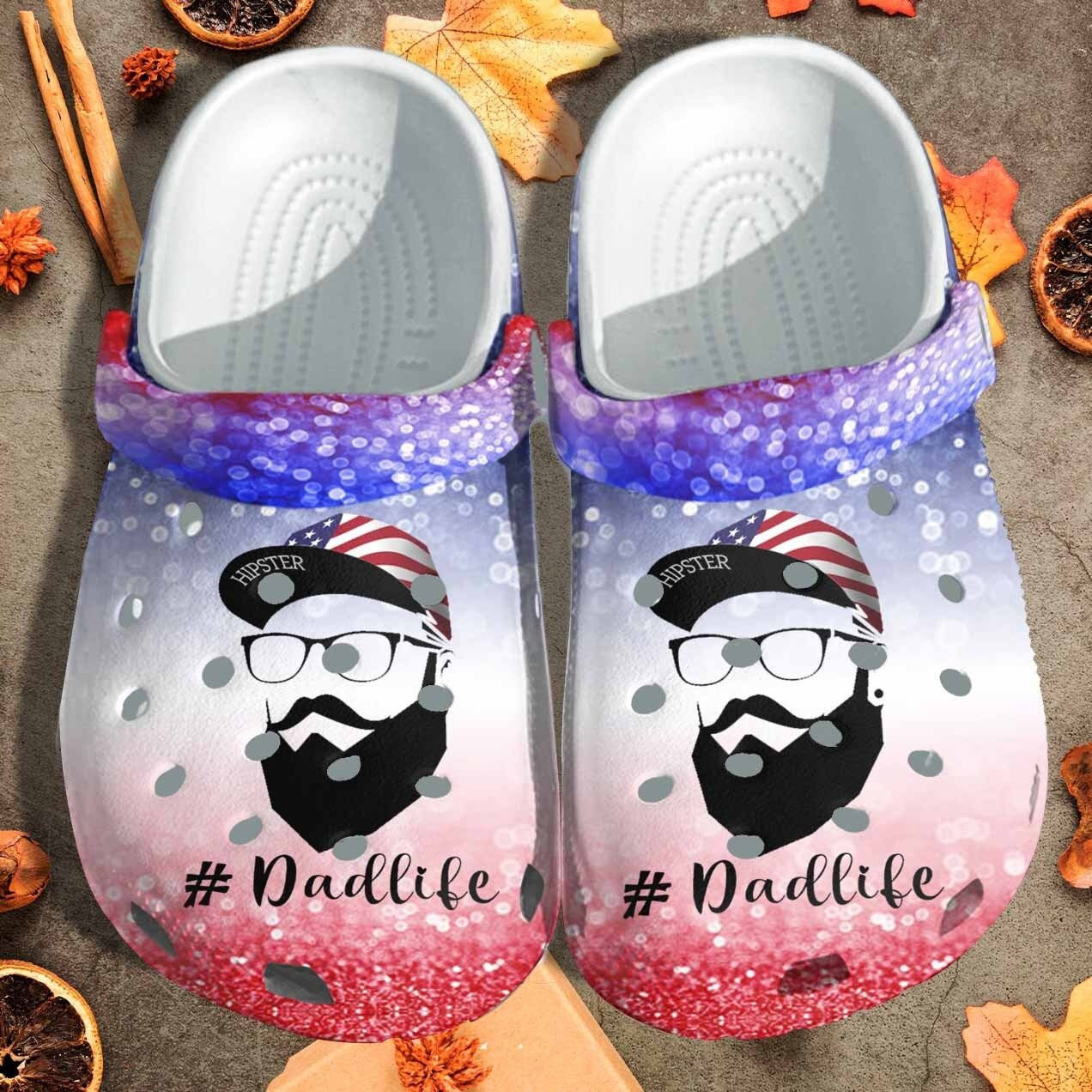 Dadlife Wearing Usa Hat Shoes Clogs Customize Name - Dad Usa America 4Th Of July Custom Shoes Clogs