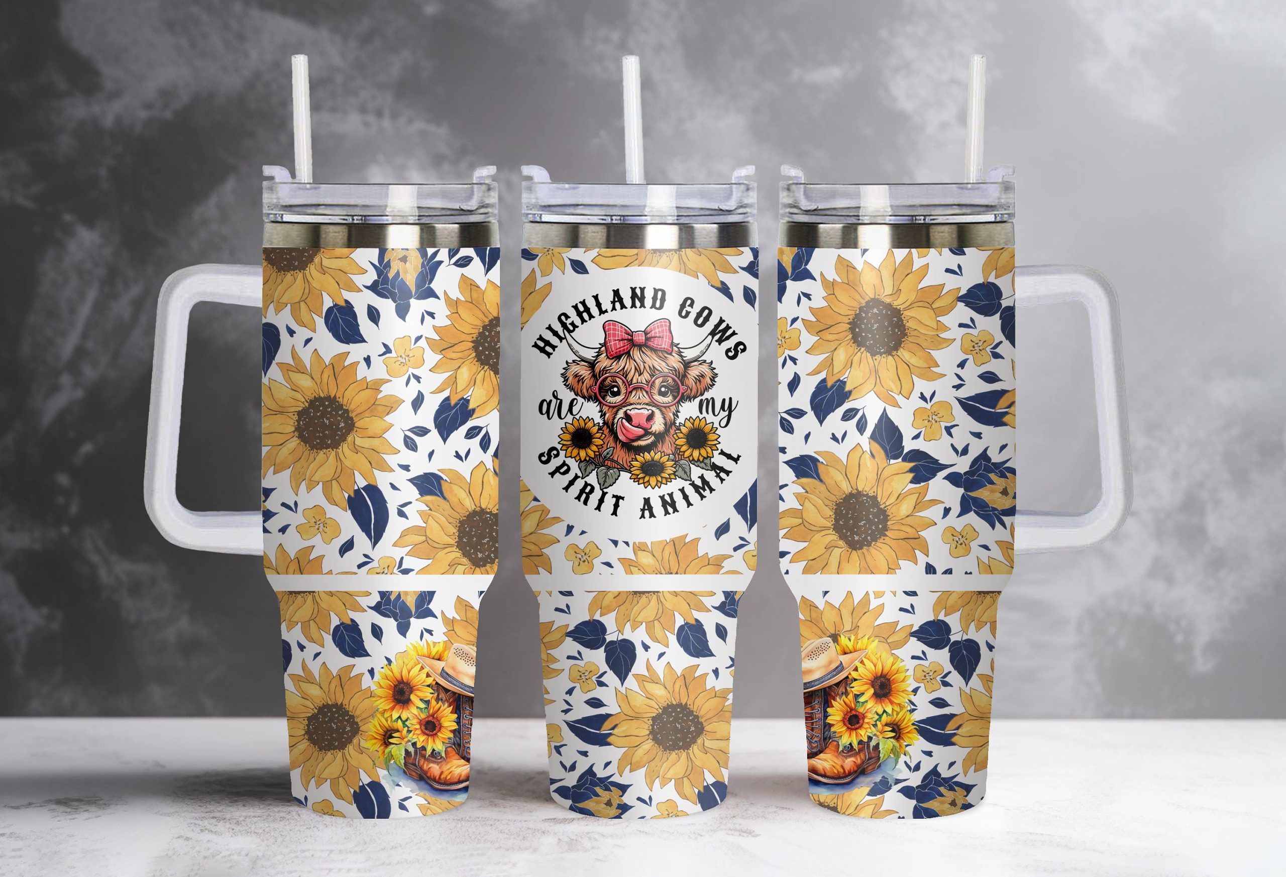Dairy Cow with Sunflowers Custom Stanley Cup 40 oz 30 oz Tumbler With HandleTVC2301913