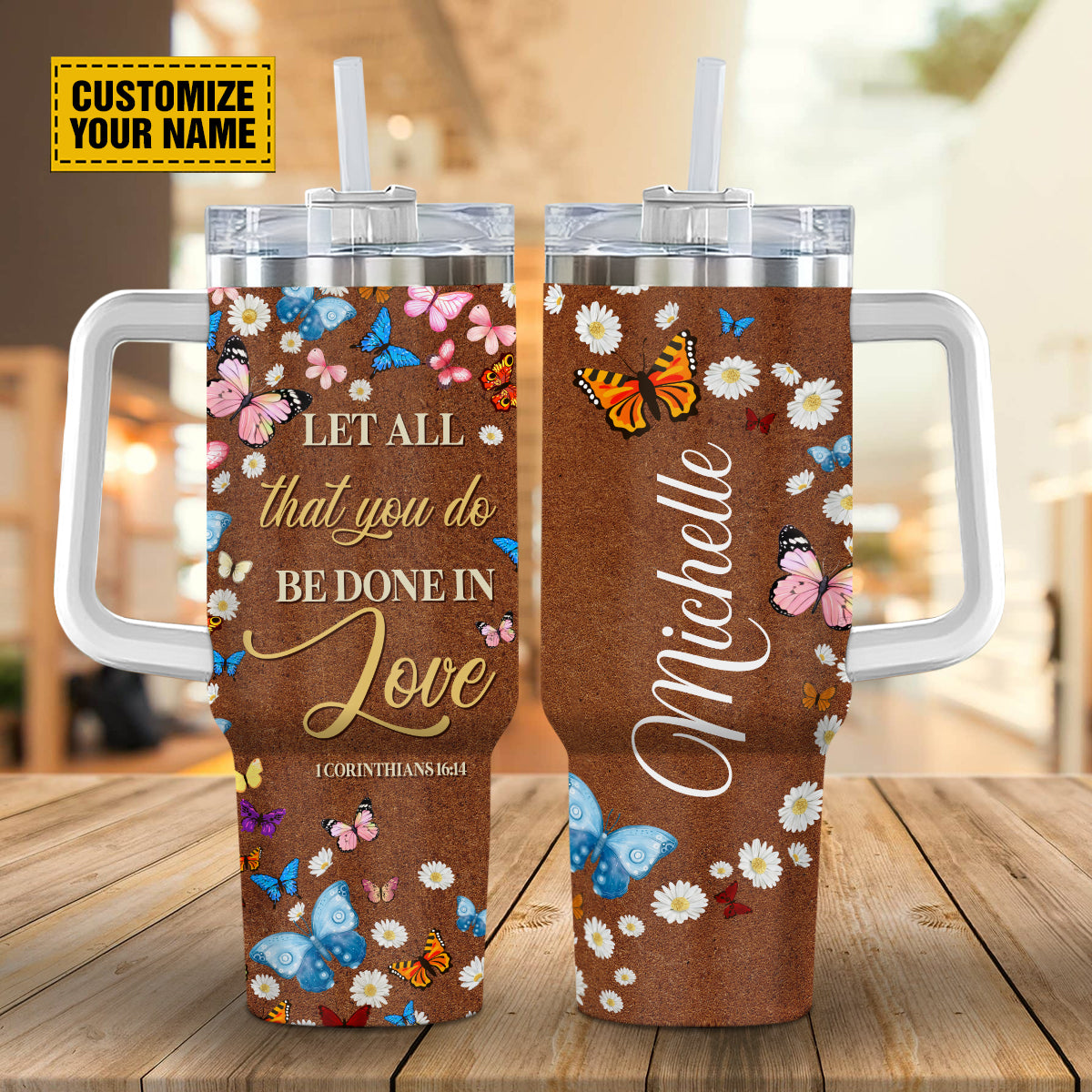 Daisy Butterfly Faith Custom Stanley Cup 40 oz 30 oz Tumbler With HandleTVC2301690 - Image 2