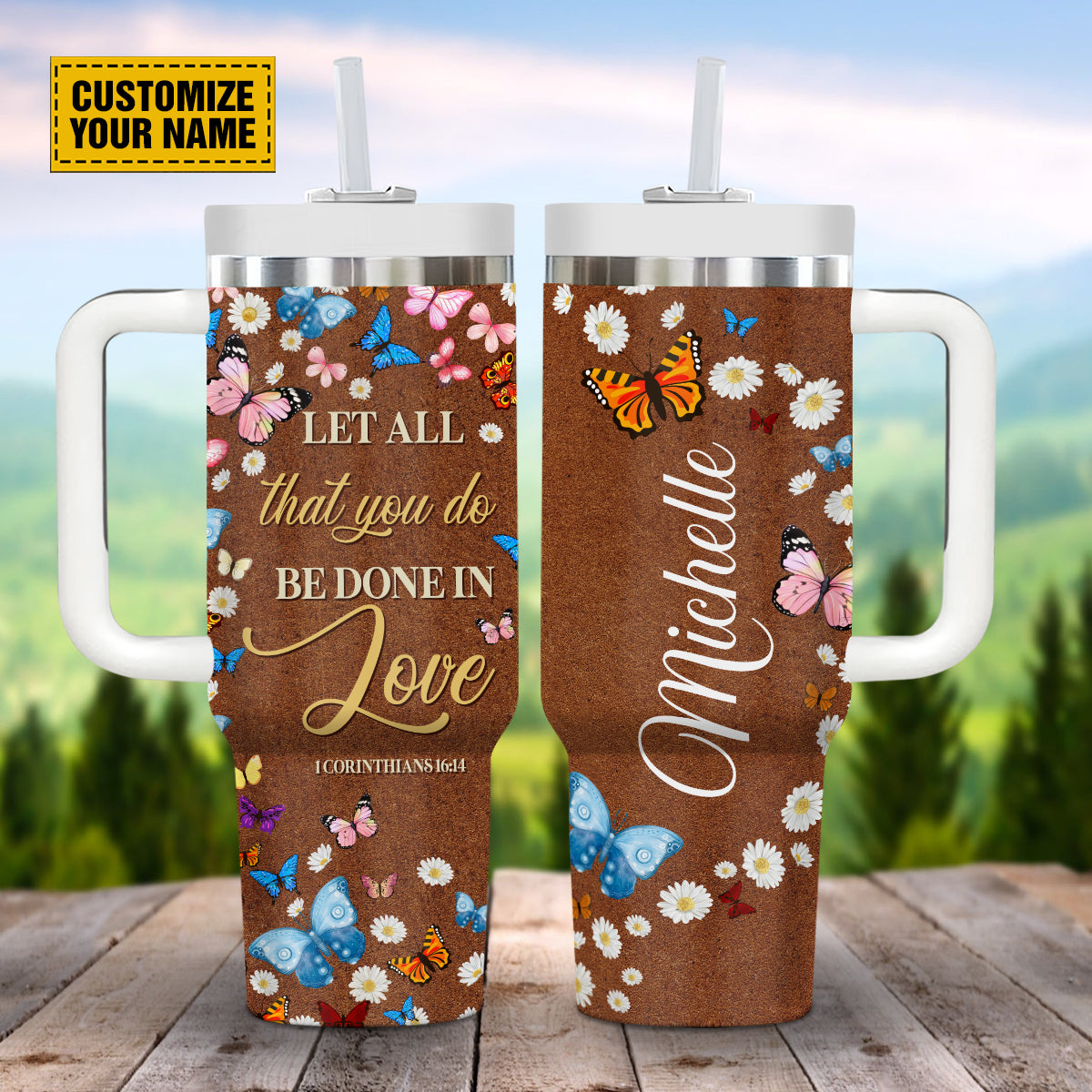 Daisy Butterfly Faith Custom Stanley Cup 40 oz 30 oz Tumbler With HandleTVC2301690