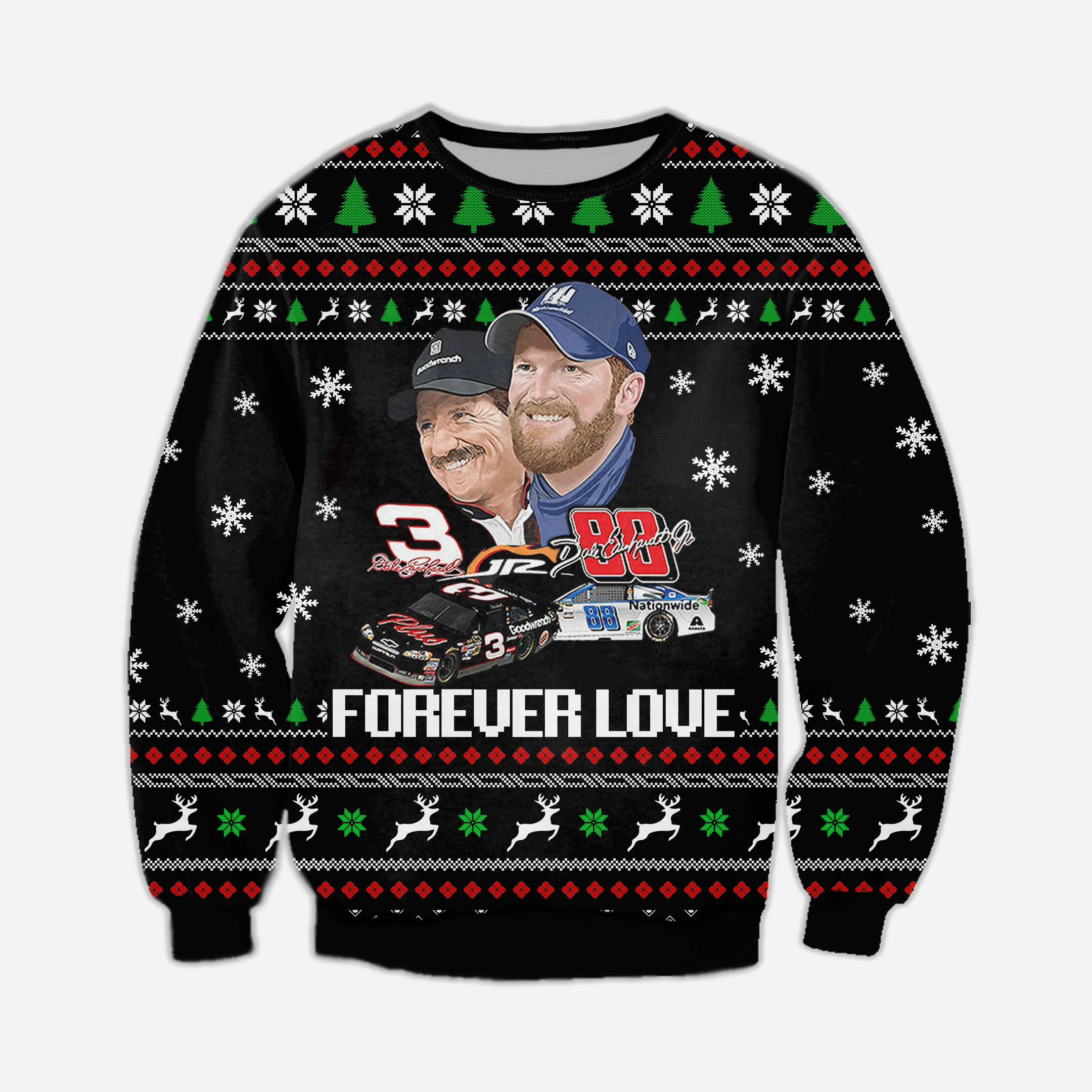 Dale Earnhardt Knitting Pattern 3D Print Ugly Christmas Sweater Adult 3D Funny Matching for family