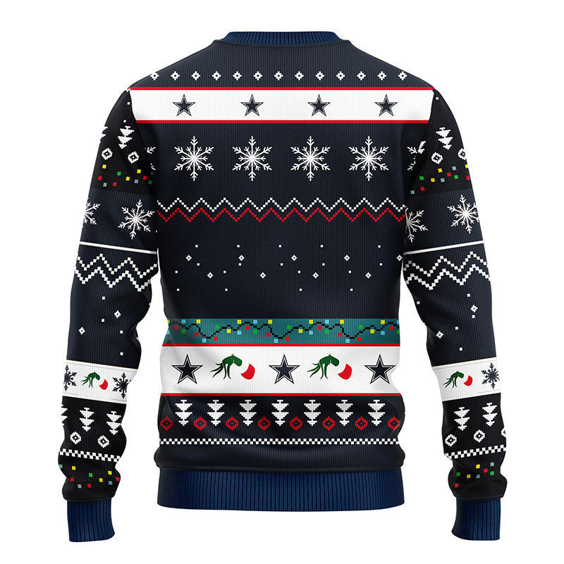 Dallas Cowboys 12 Grinch Xmas Day Ugly Christmas Sweater Adult 3D Funny Matching for family - Image 2