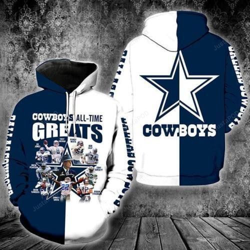 Dallas Cowboys All Time 3D All Over Print Hoodie, Zip Hoodie