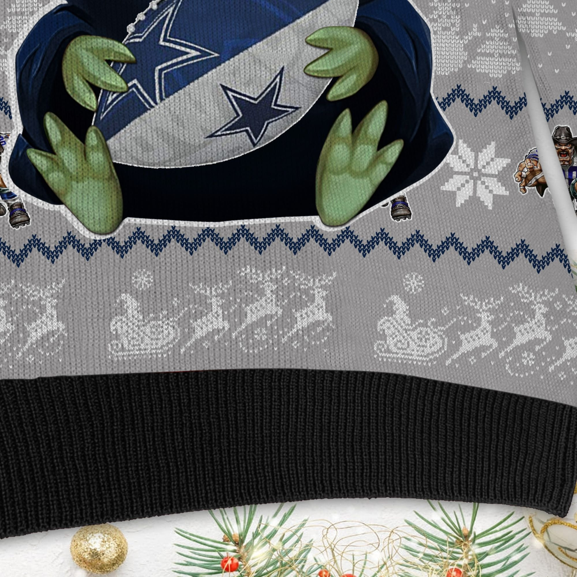 Dallas Cowboys Baby Yoda Ugly Christmas Sweater Adult 3D Funny Matching for family - Image 5