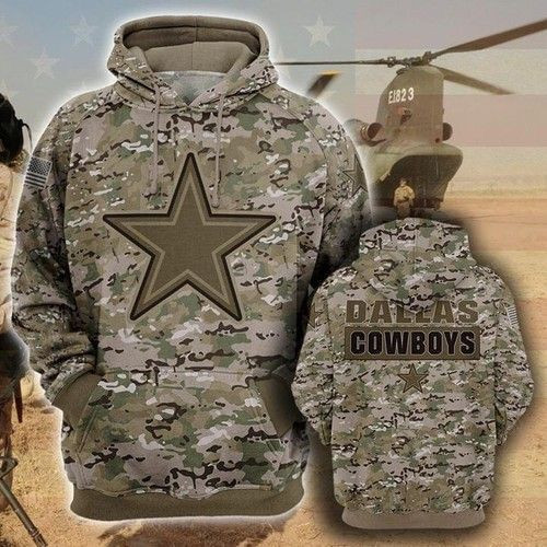 Dallas Cowboys Camourflage Veteran 3D All Over Print Hoodie, Zip Hoodie