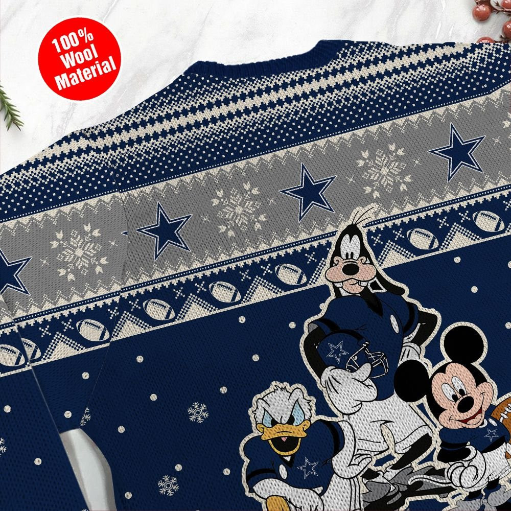 Dallas Cowboys Disney Donald Duck Mickey Mouse Goofy Personalized Ugly Christmas Sweater Adult 3D Funny Matching for family - Image 4
