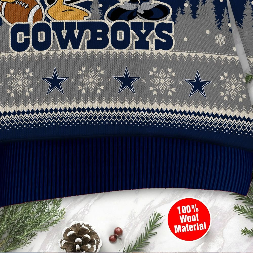Dallas Cowboys Disney Donald Duck Mickey Mouse Goofy Personalized Ugly Christmas Sweater Adult 3D Funny Matching for family - Image 3