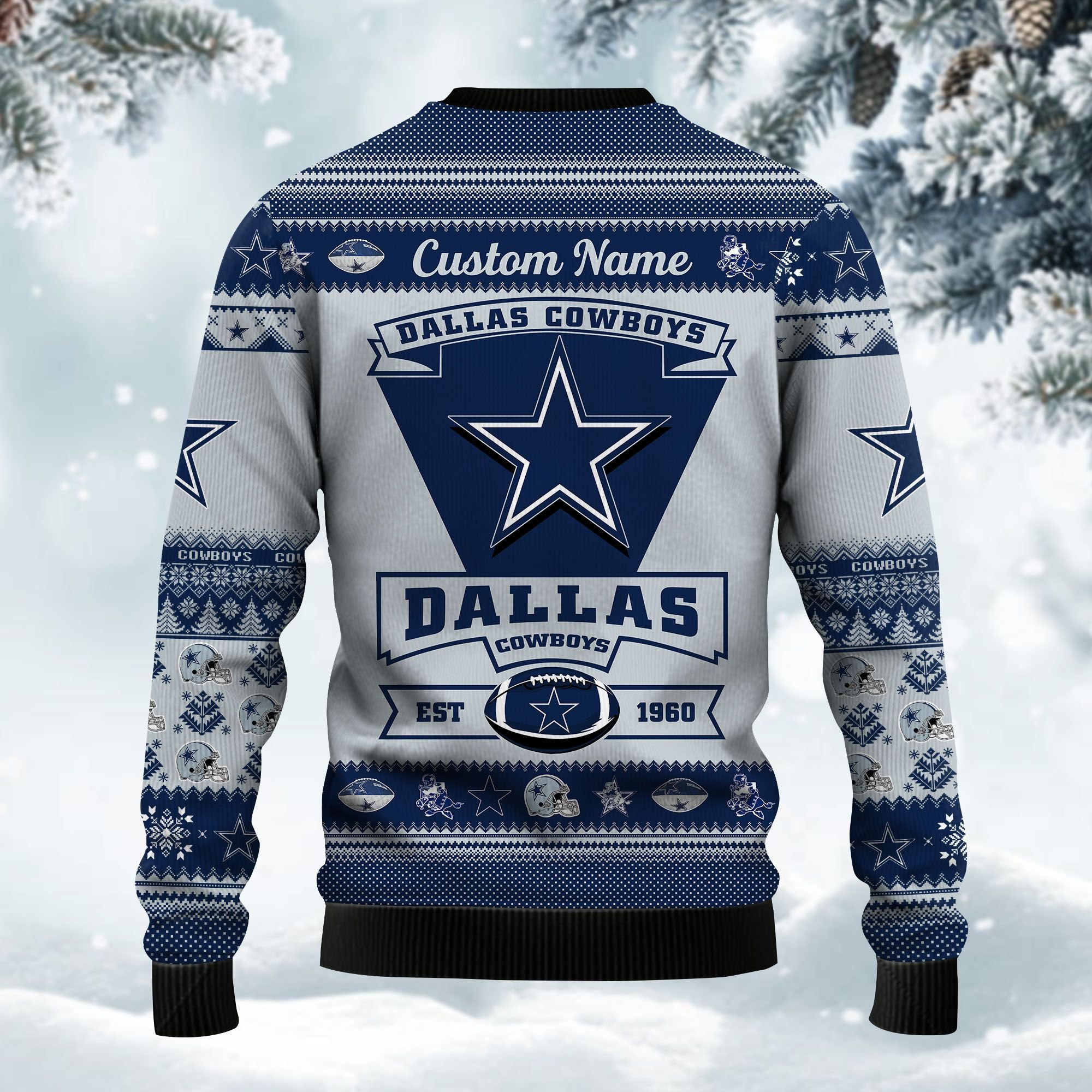 Dallas Cowboys Football Team Logo Custom Name Personalized Ugly Christmas Sweater Adult 3D Funny Matching for family - Image 4