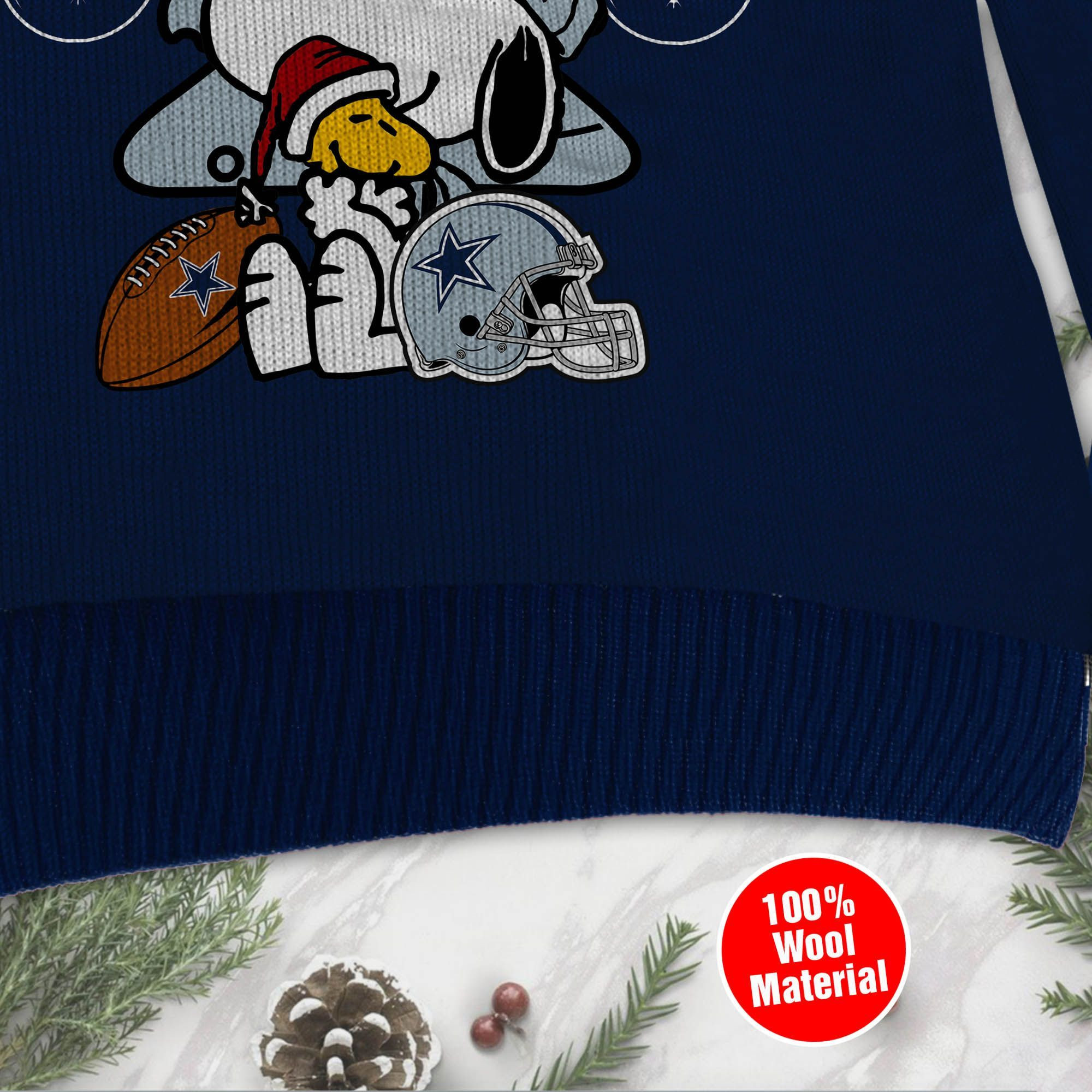 Dallas Cowboys Funny Charlie Brown Peanuts Snoopy Ugly Christmas Sweater Adult 3D Funny Matching for family - Image 4