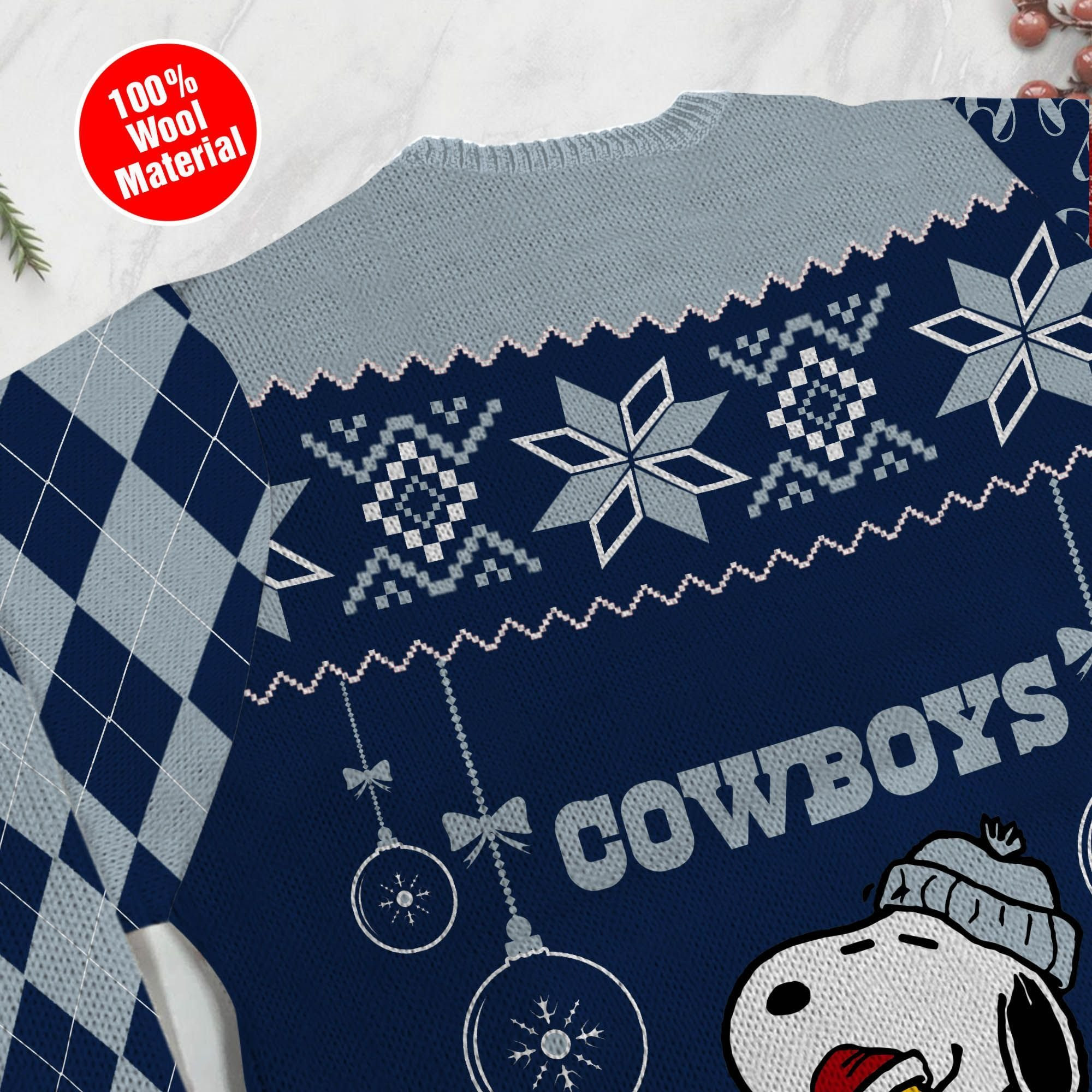 Dallas Cowboys Funny Charlie Brown Peanuts Snoopy Ugly Christmas Sweater Adult 3D Funny Matching for family - Image 5