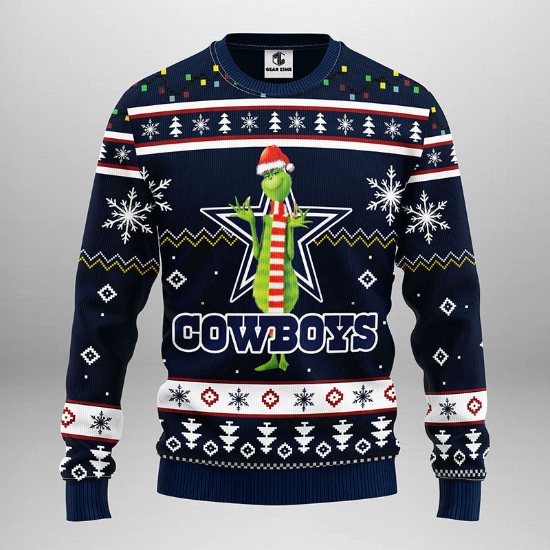 Dallas Cowboys Funny Grinch Ugly Christmas Sweater Adult 3D Funny Matching for family