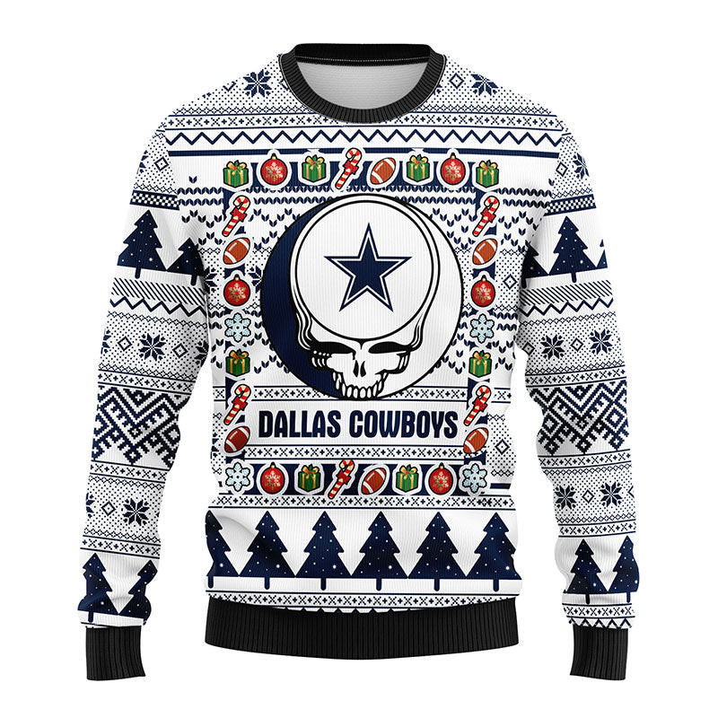 Dallas Cowboys Grateful Dead Ugly Christmas Fleece Sweater