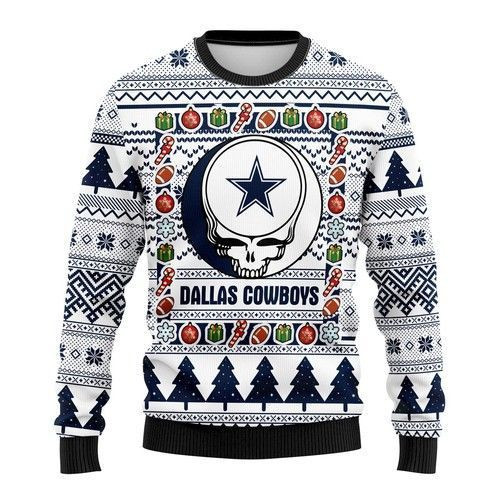 Dallas Cowboys Grateful Dead Ugly Christmas Sweater Adult 3D Funny Matching for family