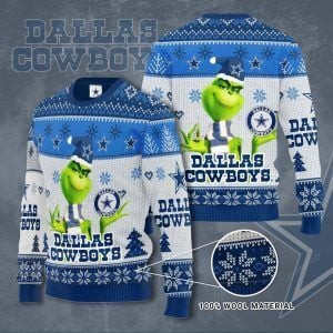 Dallas Cowboys Grinch Ugly Christmas Sweater Adult 3D Funny Matching for family