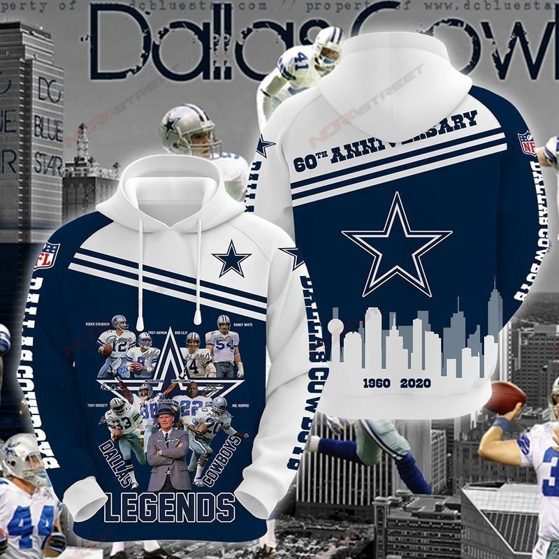Dallas Cowboys Legends 1960 2020 3D All Over Print Hoodie, Zip Hoodie