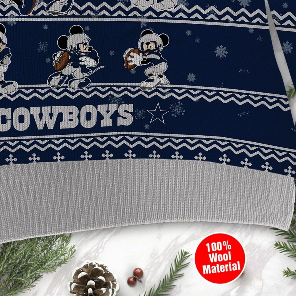 Dallas Cowboys Mickey Mouse Holiday Party Ugly Christmas Sweater Adult 3D Funny Matching for family - Image 4