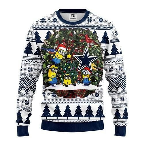 Dallas Cowboys Minion Ugly Christmas Sweater Adult 3D Funny Matching for family