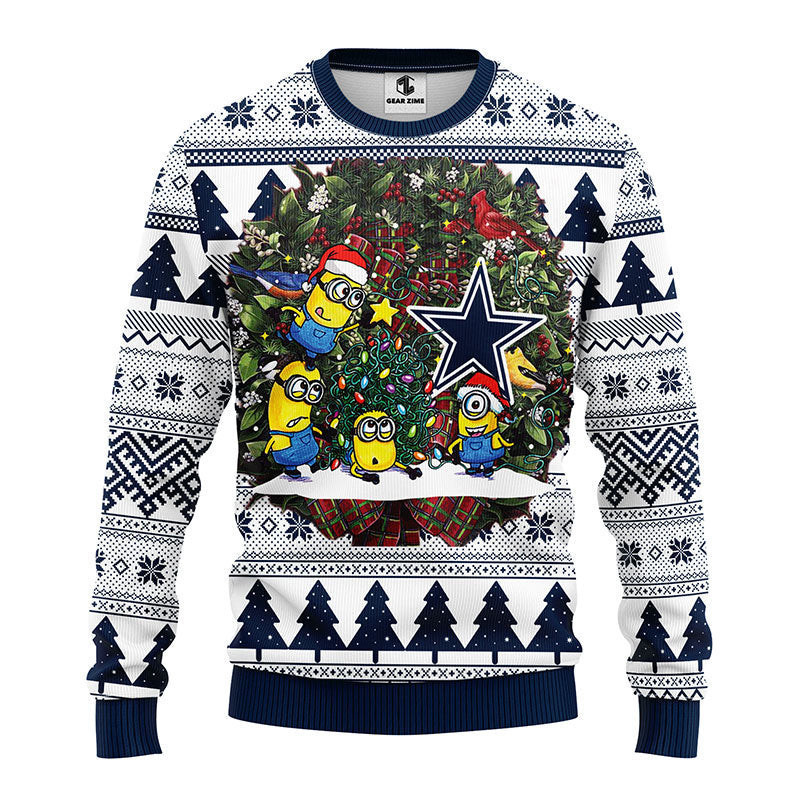 Dallas Cowboys Minion Ugly Christmas Sweater Adult 3D Funny Matching for family
