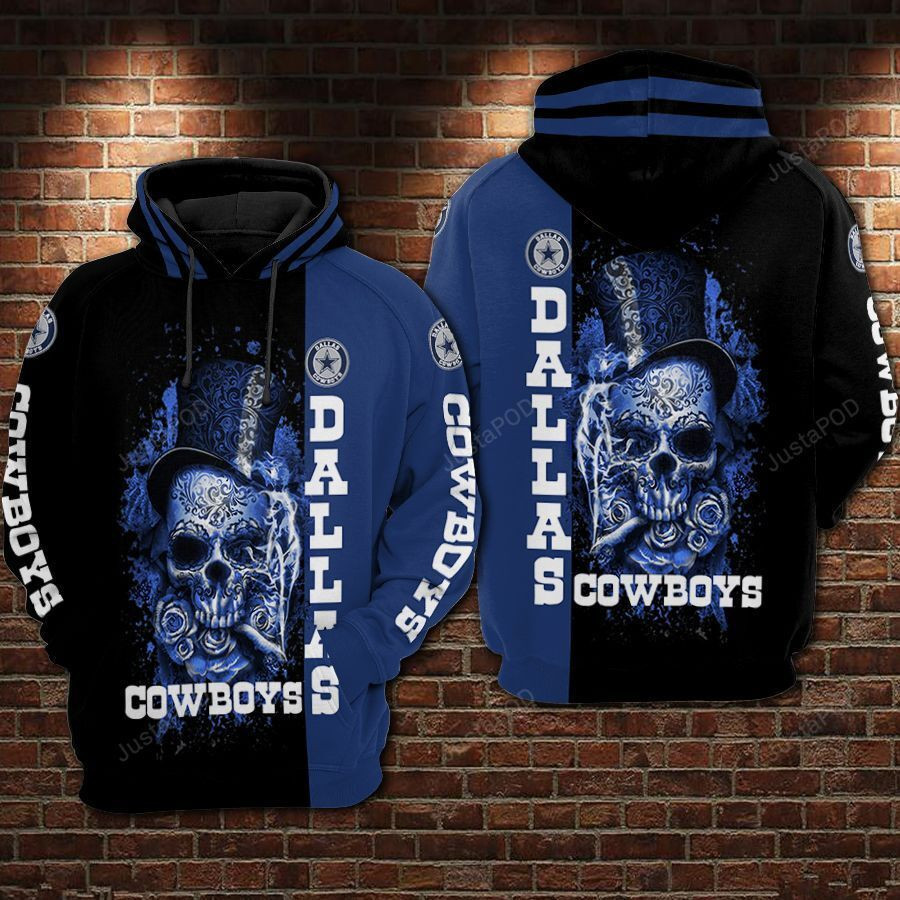 Dallas Cowboys Ncaa Football Skull Classic Pattern 3D All Over Print Hoodie, Zip Hoodie