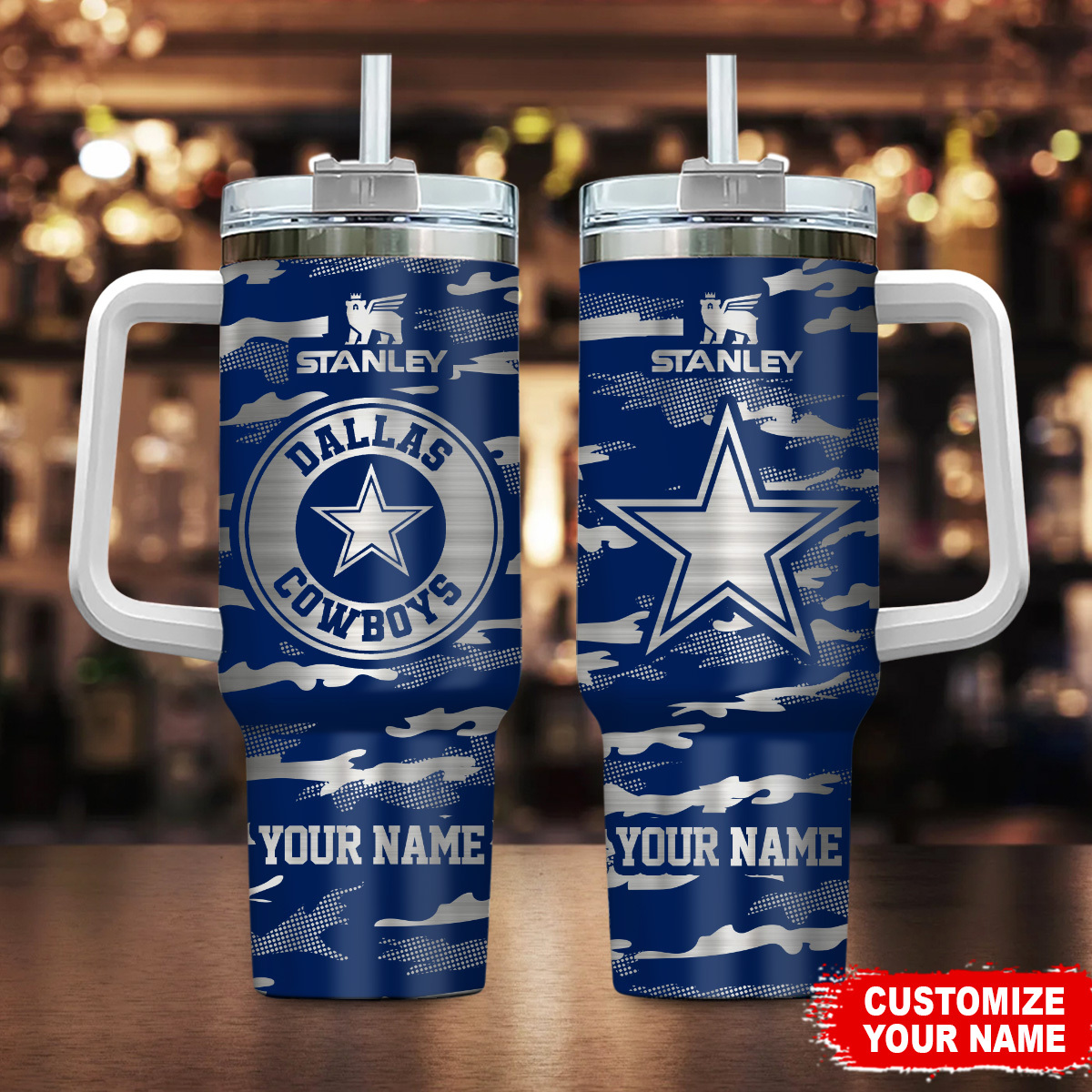 Dallas Cowboys NFL Camo Pattern Custom Stanley Cup 40 oz 30 oz Tumbler With HandleTVC230198