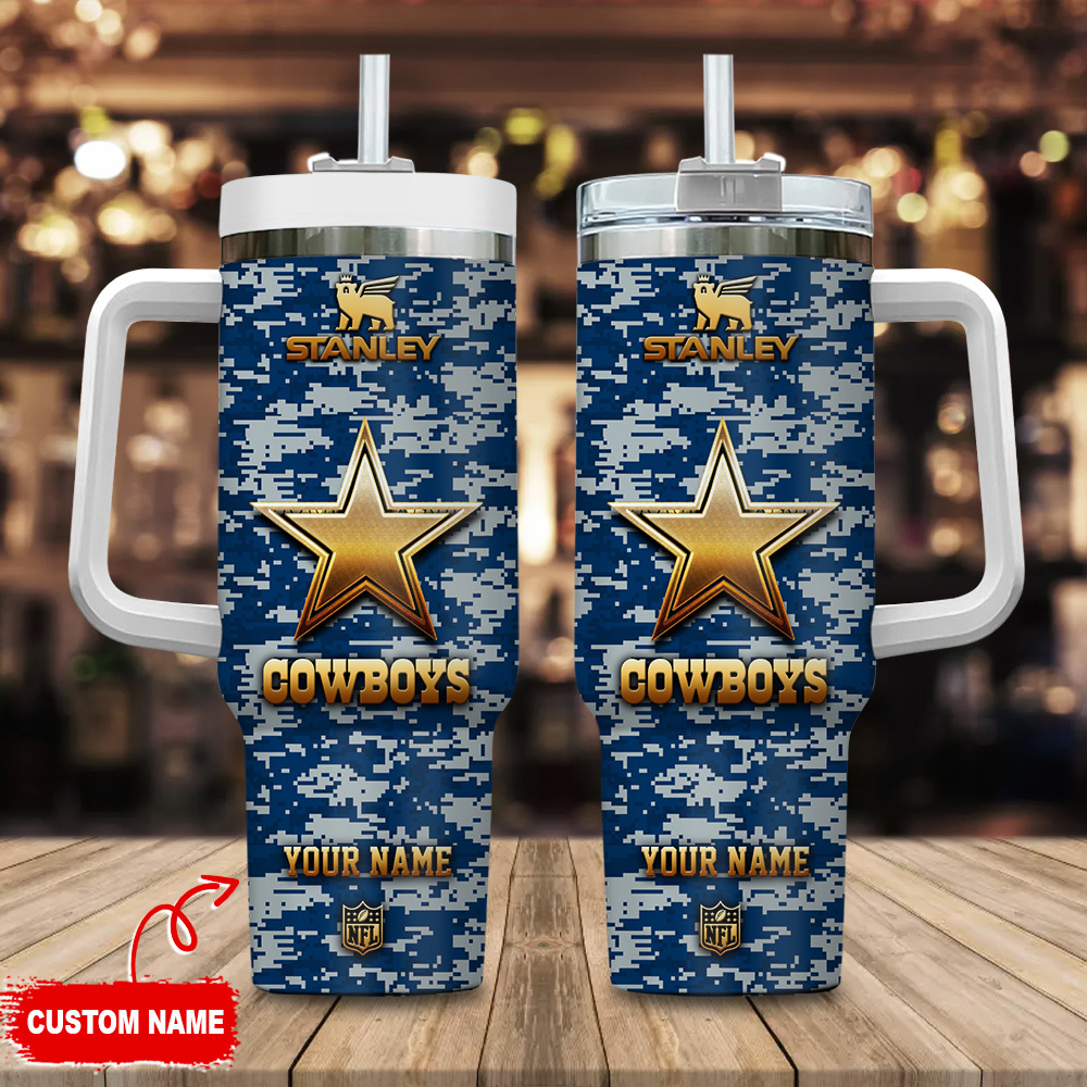 Dallas Cowboys NFL Camouflage Golden Logo Custom Stanley Cup 40 oz 30 oz Tumbler With HandleTVC2301111