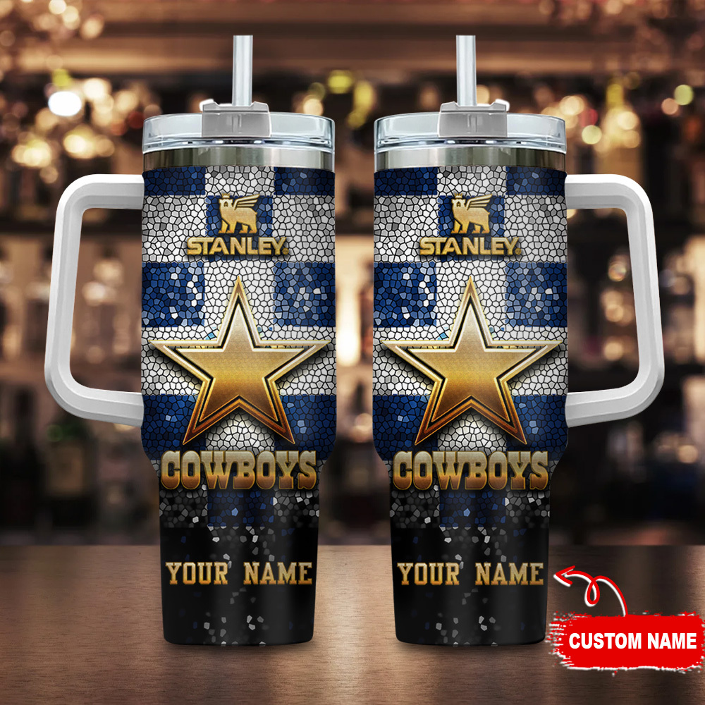 Dallas Cowboys NFL Glitter Golden Logo Custom Stanley Cup 40 oz 30 oz Tumbler With HandleTVC2301116