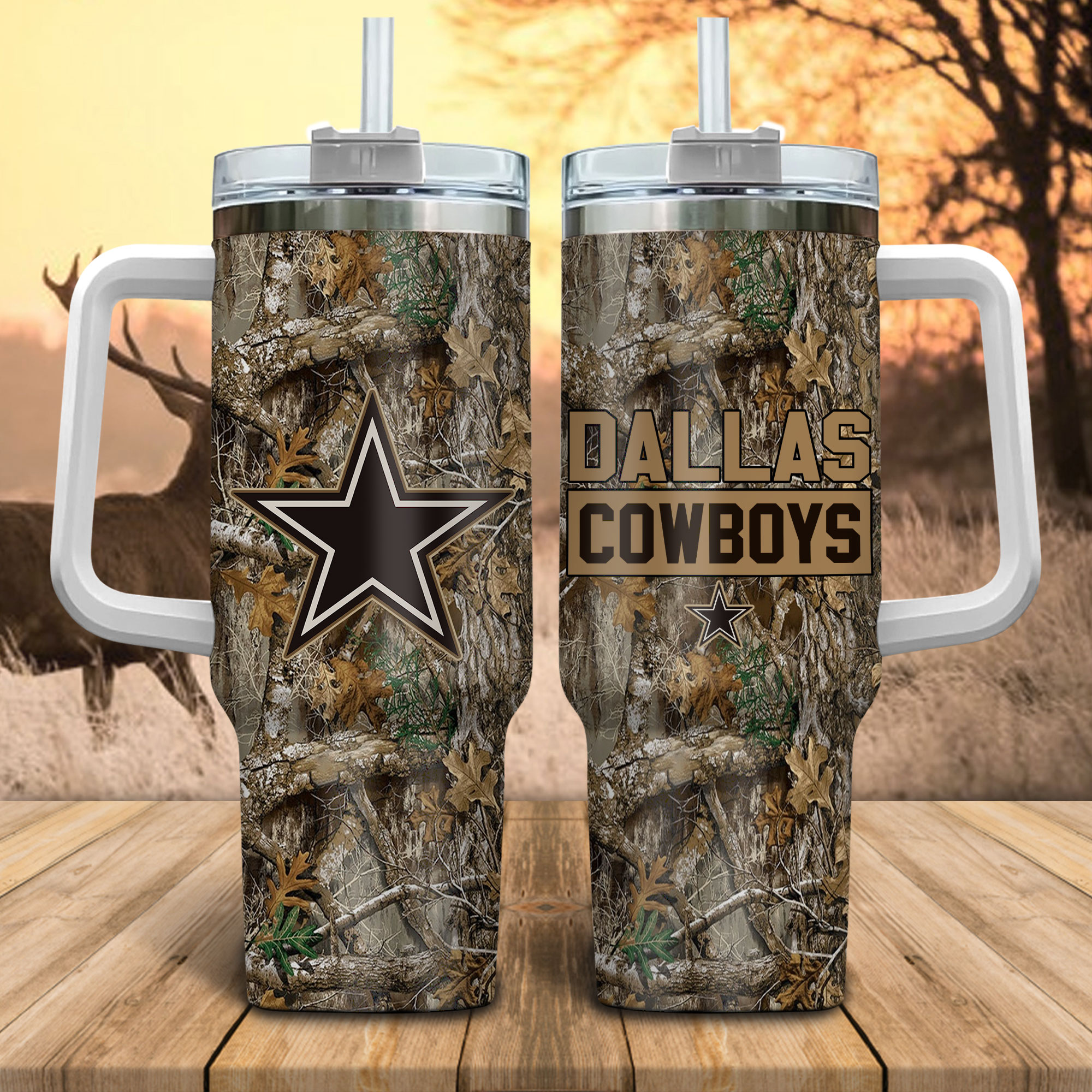 Dallas Cowboys NFL Hunting Realtree Custom Stanley Cup 40 oz 30 oz Tumbler With HandleTVC230145