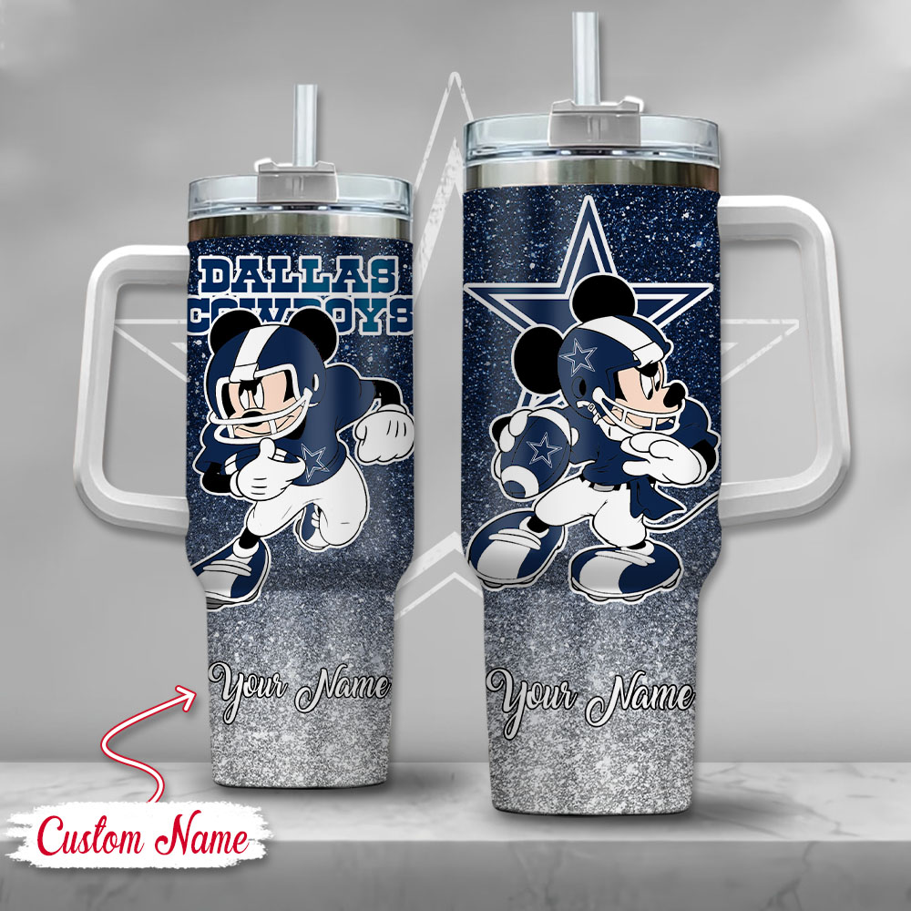 Dallas Cowboys NFL Mickey Mouse Glitter Custom Stanley Cup 40 oz 30 oz Tumbler With HandleTVC230190