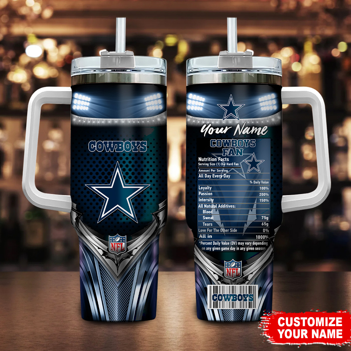 Dallas Cowboys NFL Nutrition Facts Custom Stanley Cup 40 oz 30 oz Tumbler With HandleTVC230193