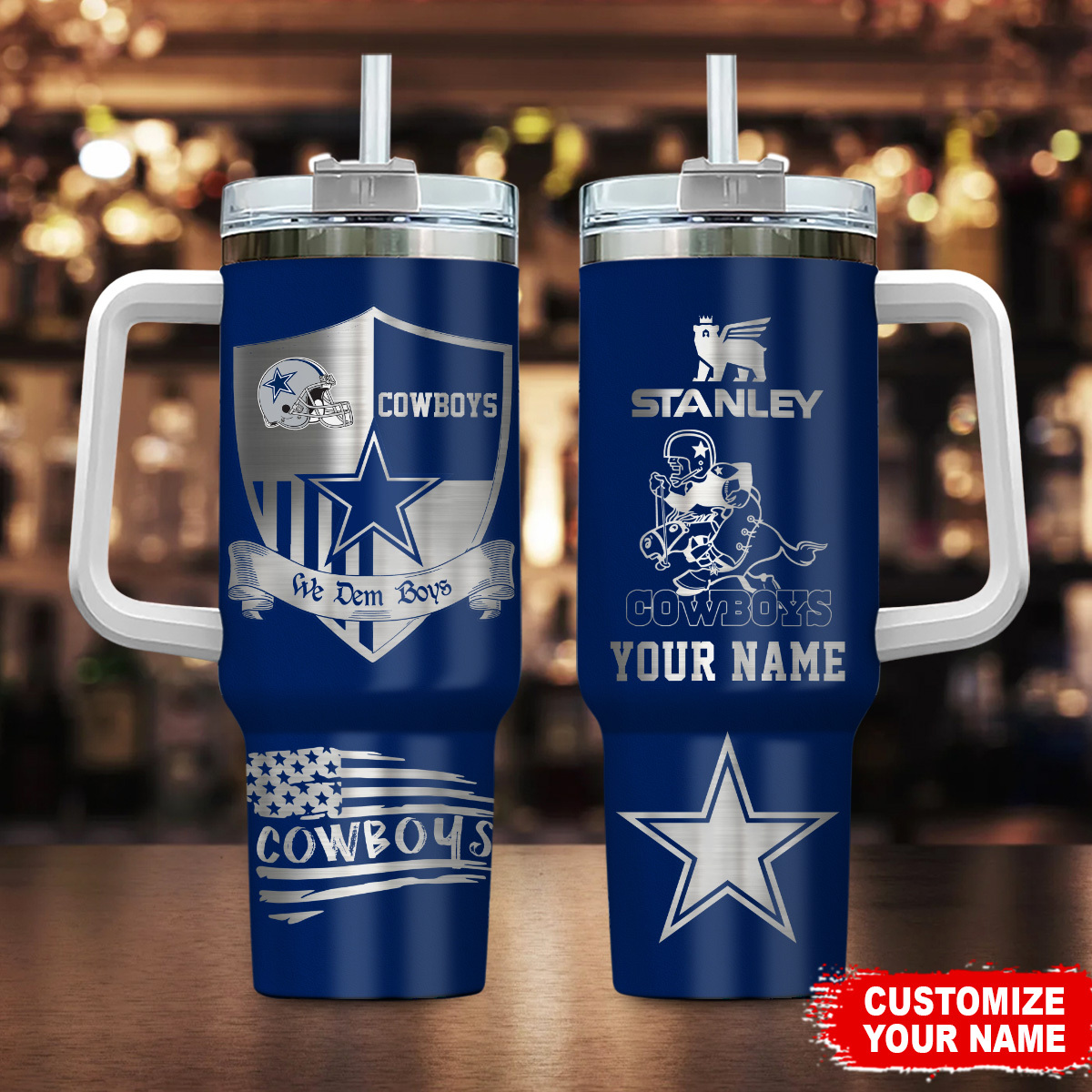 Dallas Cowboys NFL Silver Logo Custom Stanley Cup 40 oz 30 oz Tumbler With HandleTVC2301106