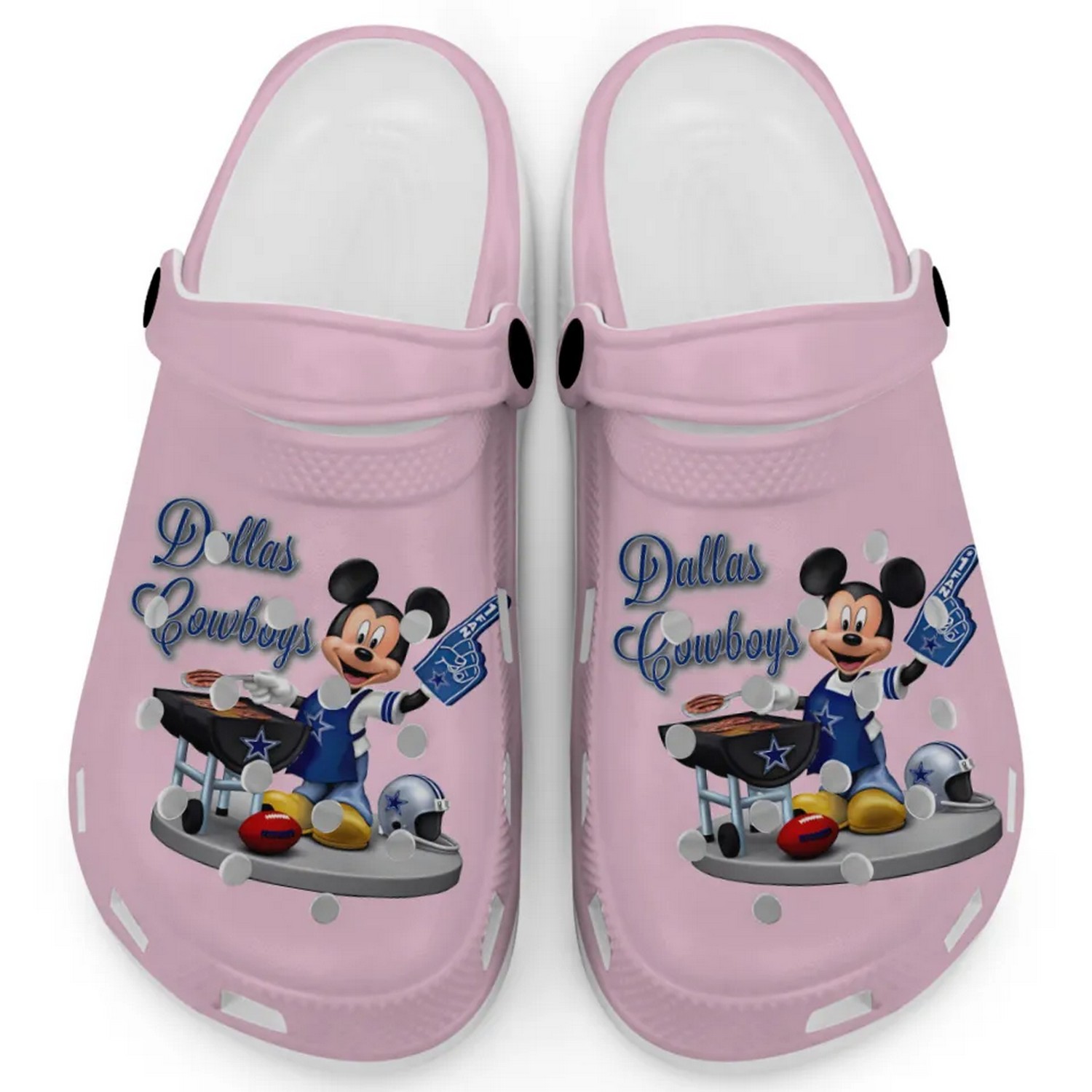 Dallas Cowboys NFL Sport And Mickey Mouse Cartoon Crocs Crocband Clogs Shoes Comfortable For Men Women and Kids