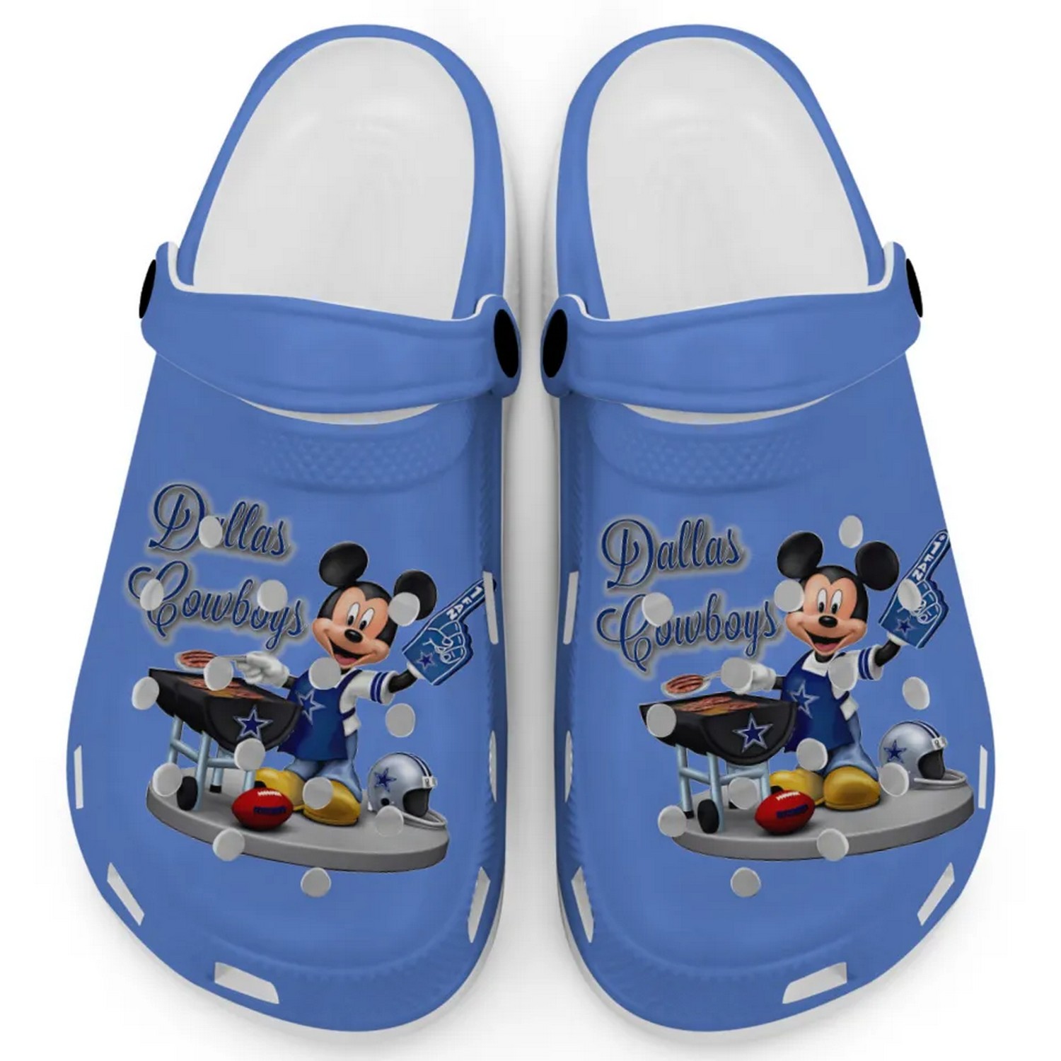 Dallas Cowboys NFL Sport And Mickey Mouse Cartoon Crocs Crocband Clogs Shoes Comfortable For Men Women and Kids