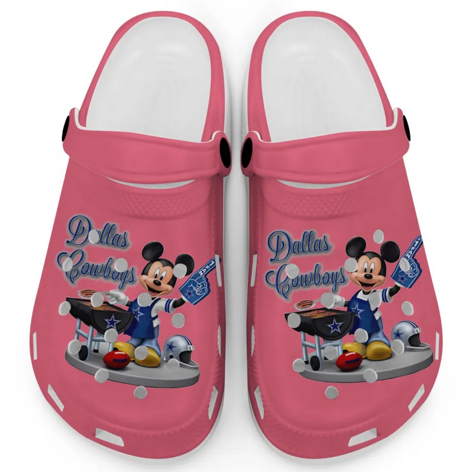 Dallas Cowboys NFL Sport And Mickey Mouse Cartoon Crocs Crocband Clogs Shoes Comfortable For Men Women and Kids