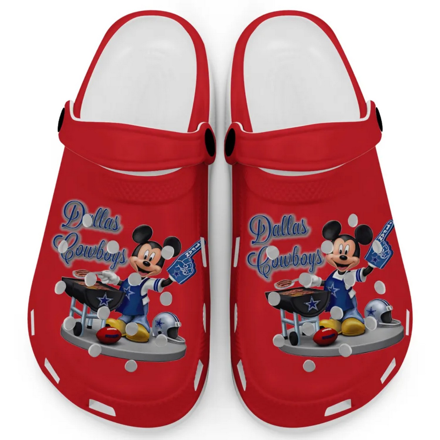 Dallas Cowboys NFL Sport And Mickey Mouse Cartoon Crocs Crocband Clogs Shoes Comfortable For Men Women and Kids