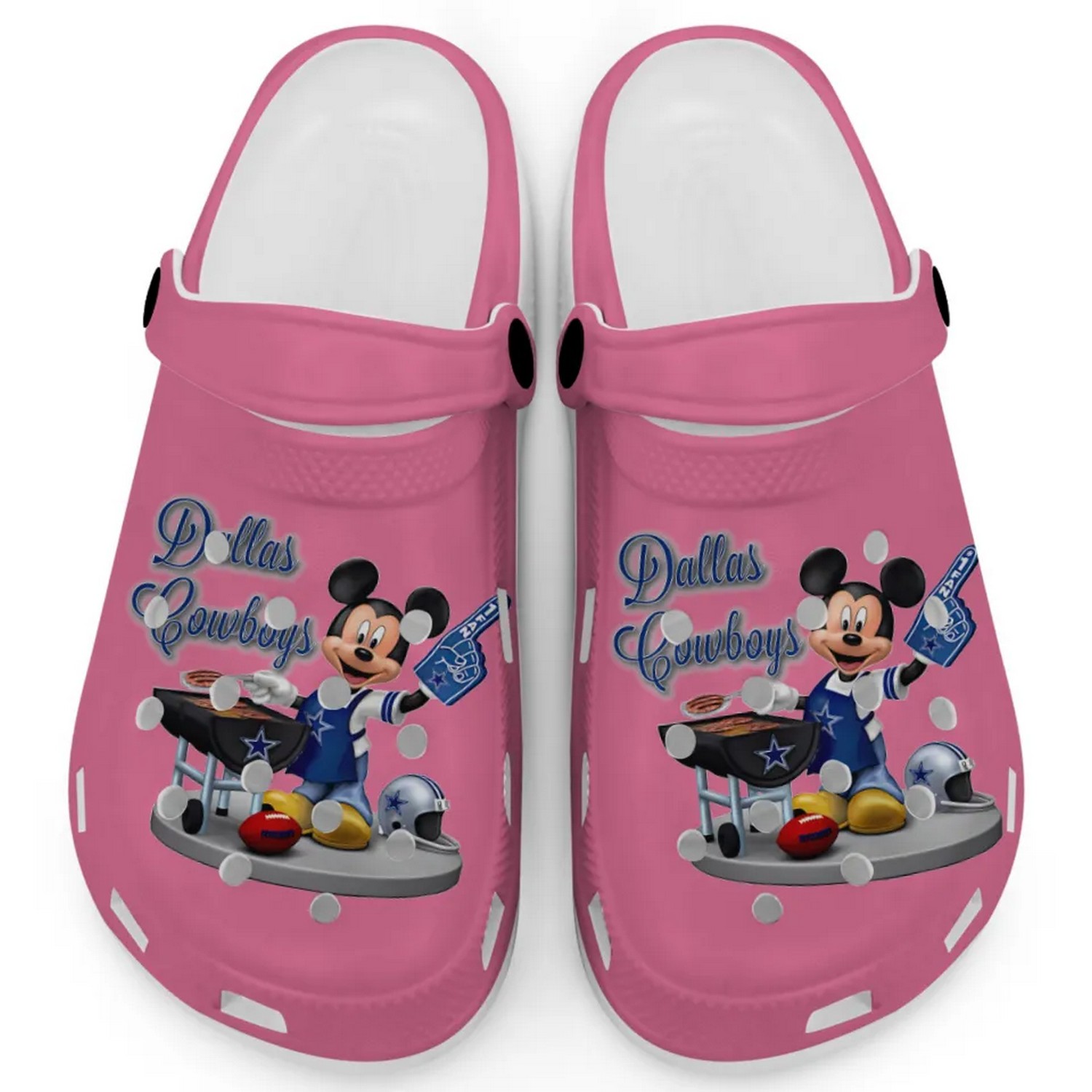 Dallas Cowboys NFL Sport And Mickey Mouse Cartoon Crocs Crocband Clogs Shoes Comfortable For Men Women and Kids