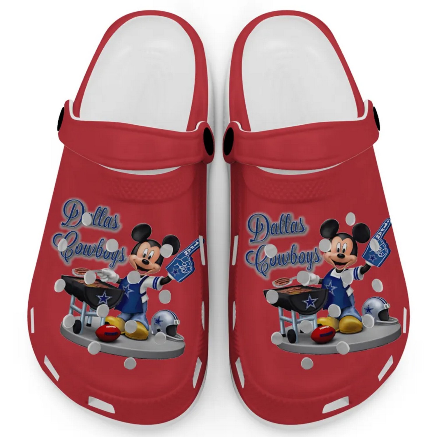 Dallas Cowboys NFL Sport And Mickey Mouse Cartoon Crocs Crocband Clogs Shoes Comfortable For Men Women and Kids