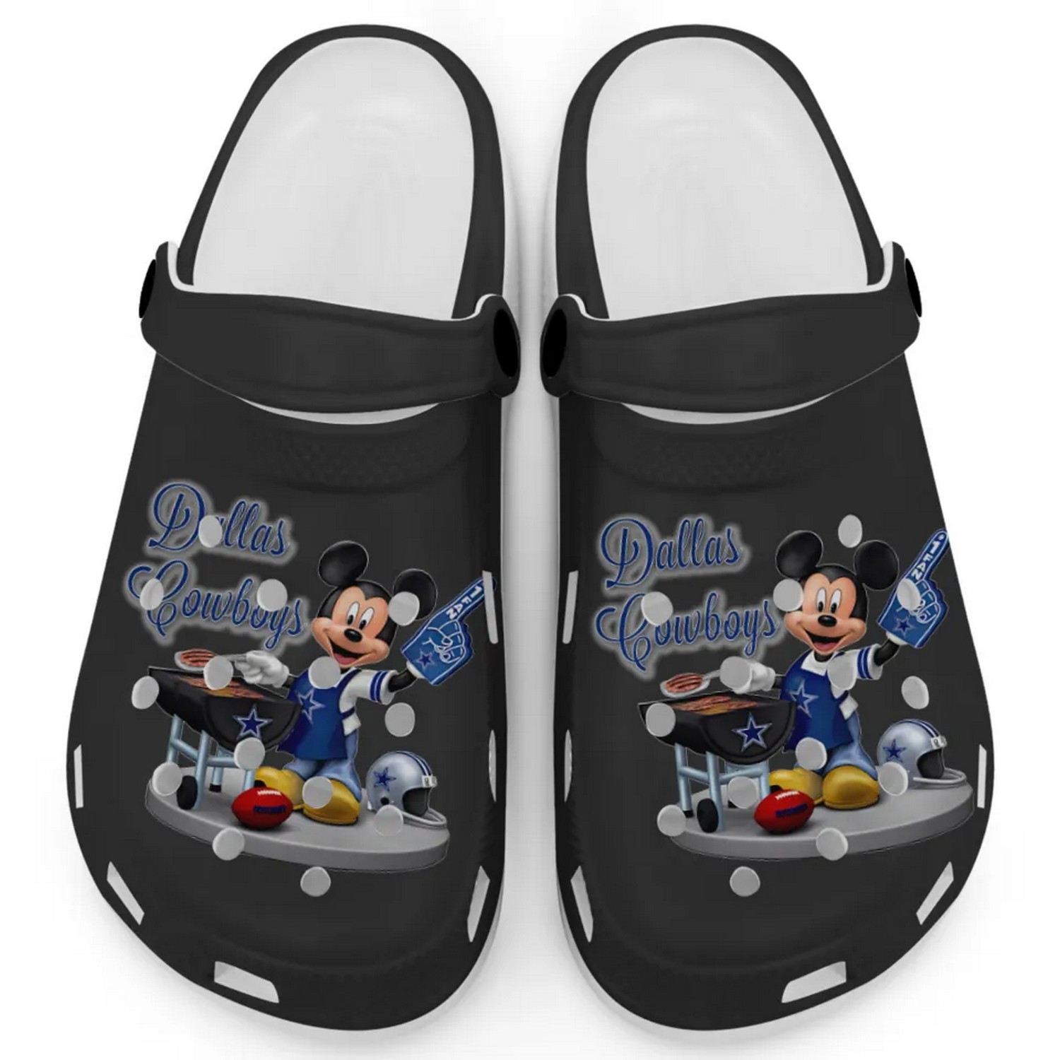 Dallas Cowboys NFL Sport And Mickey Mouse Cartoon Crocs Crocband Clogs Shoes Comfortable For Men Women and Kids