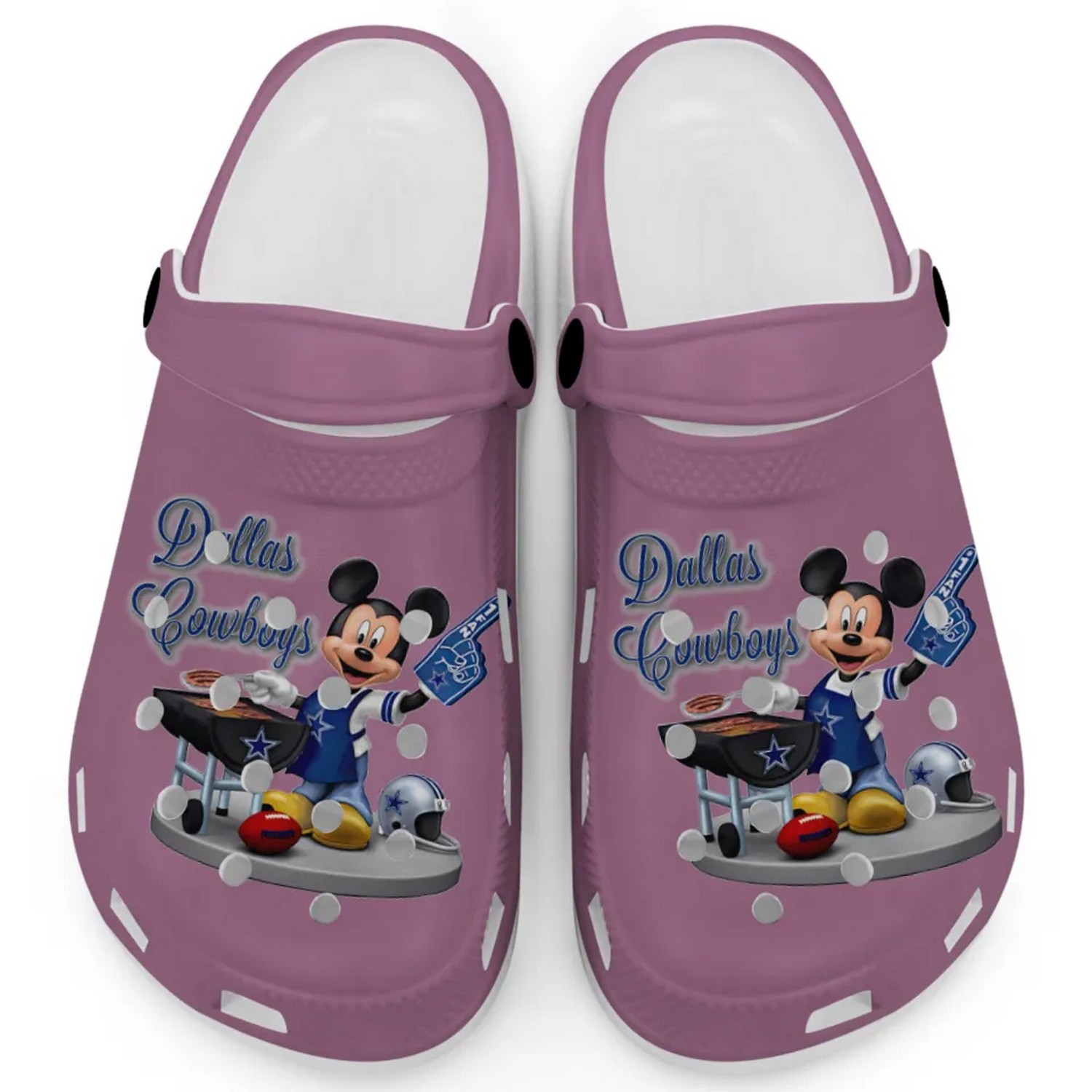 Dallas Cowboys NFL Sport And Mickey Mouse Cartoon Crocs Crocband Clogs Shoes Comfortable For Men Women and Kids