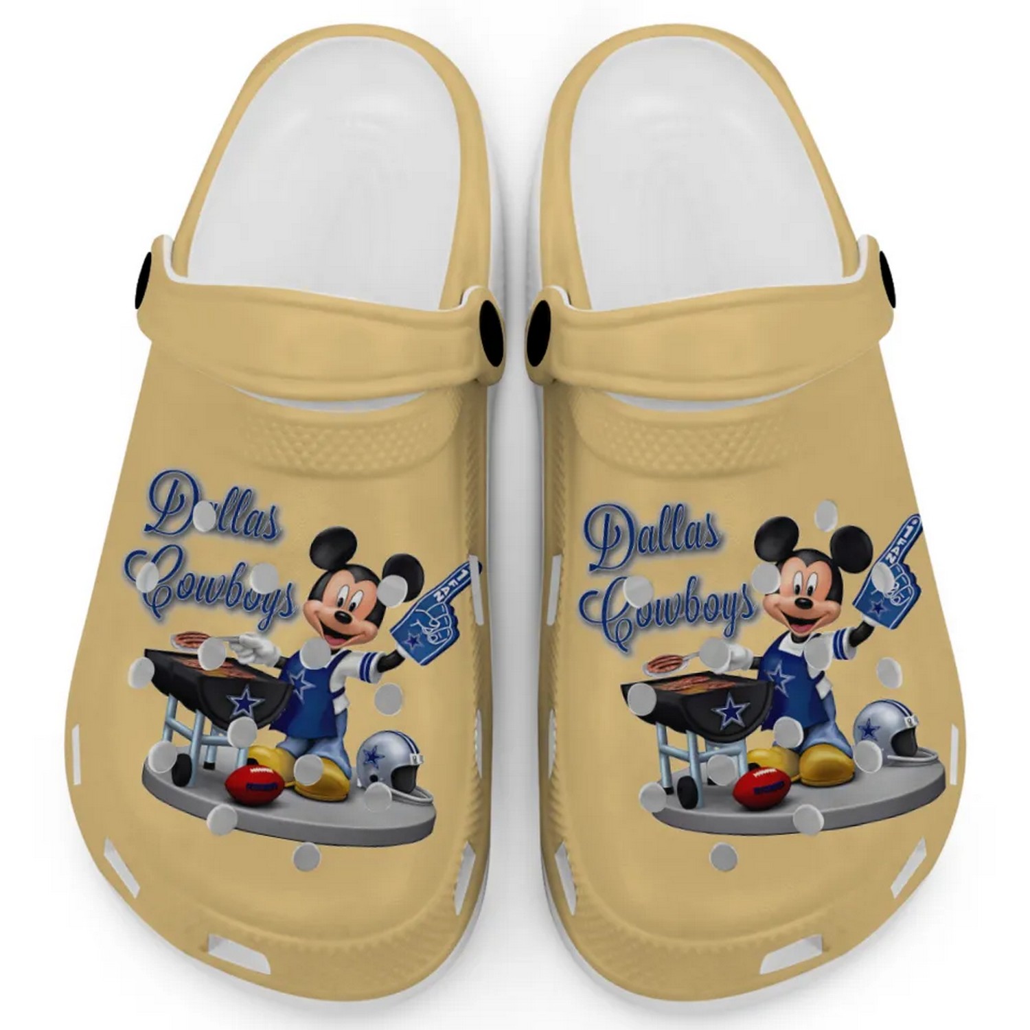 Dallas Cowboys NFL Sport And Mickey Mouse Cartoon Crocs Crocband Clogs Shoes Comfortable For Men Women and Kids