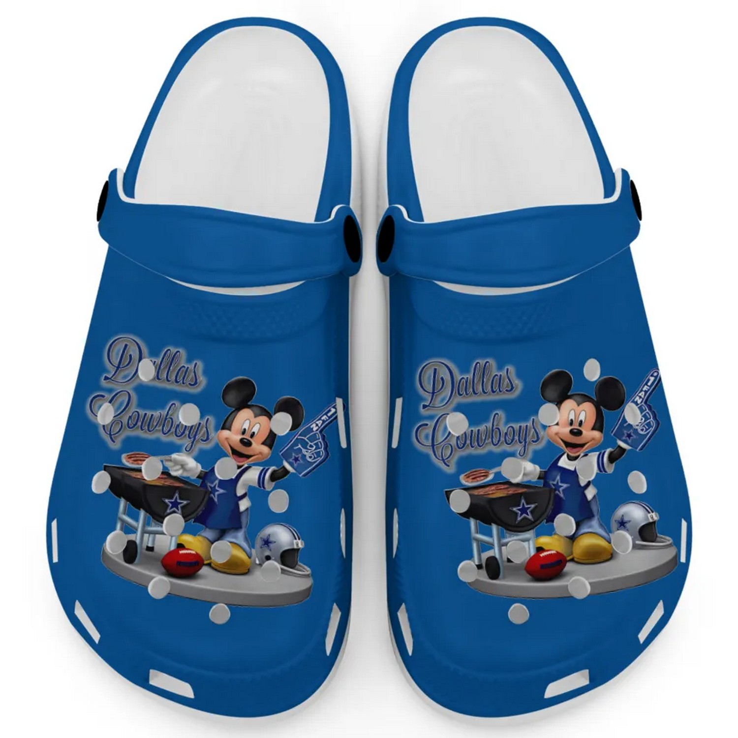 Dallas Cowboys NFL Sport And Mickey Mouse Cartoon Crocs Crocband Clogs Shoes Comfortable For Men Women and Kids