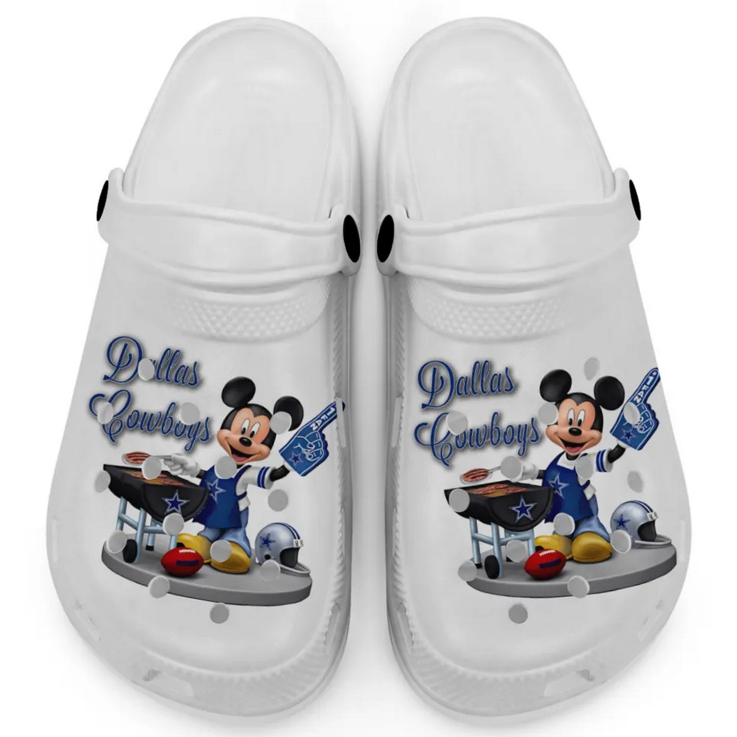 Dallas Cowboys NFL Sport And Mickey Mouse Cartoon Crocs Crocband Clogs Shoes Comfortable For Men Women and Kids