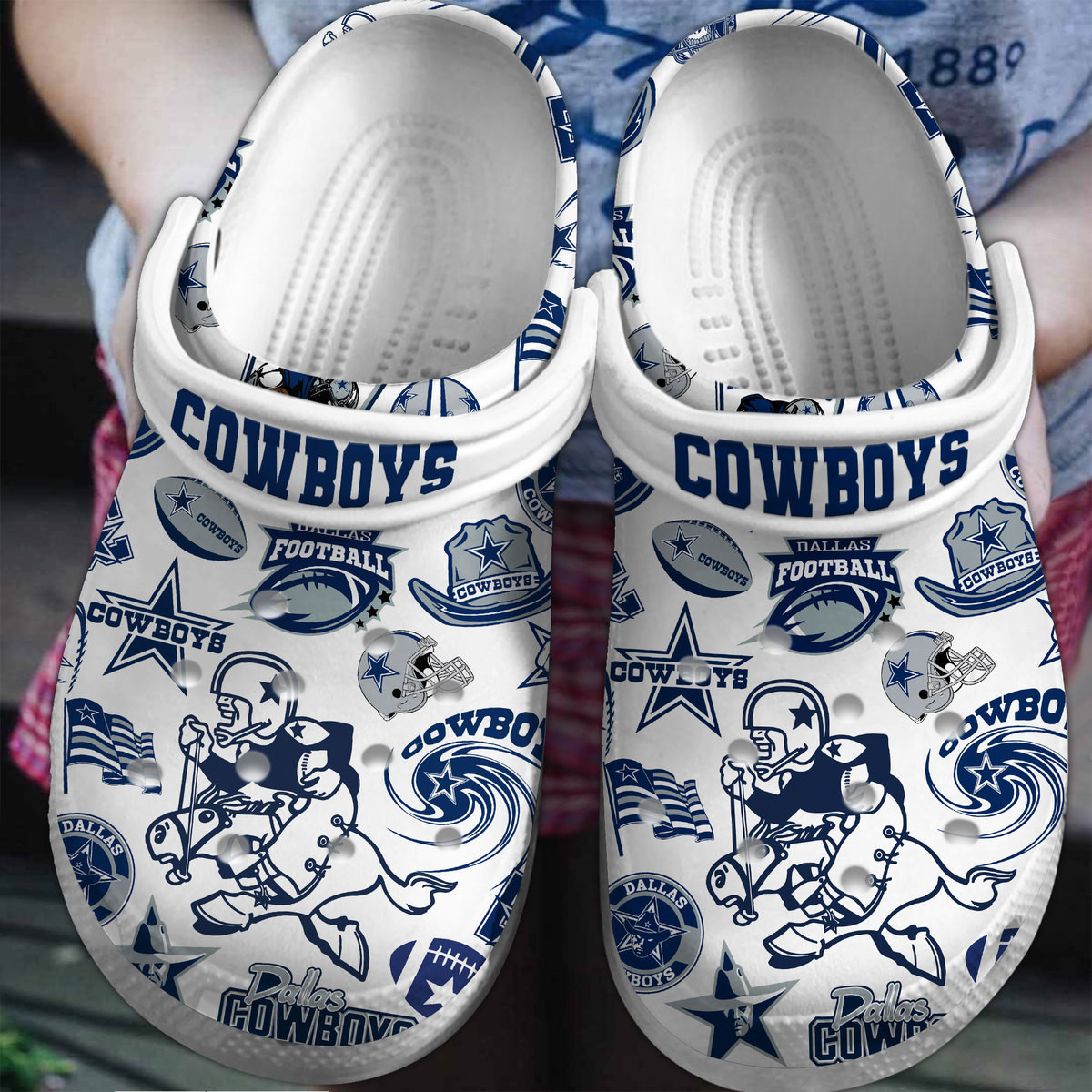 Dallas Cowboys NFL Sport Crocs Crocband Clogs Shoes Comfortable For Men Women and Kids