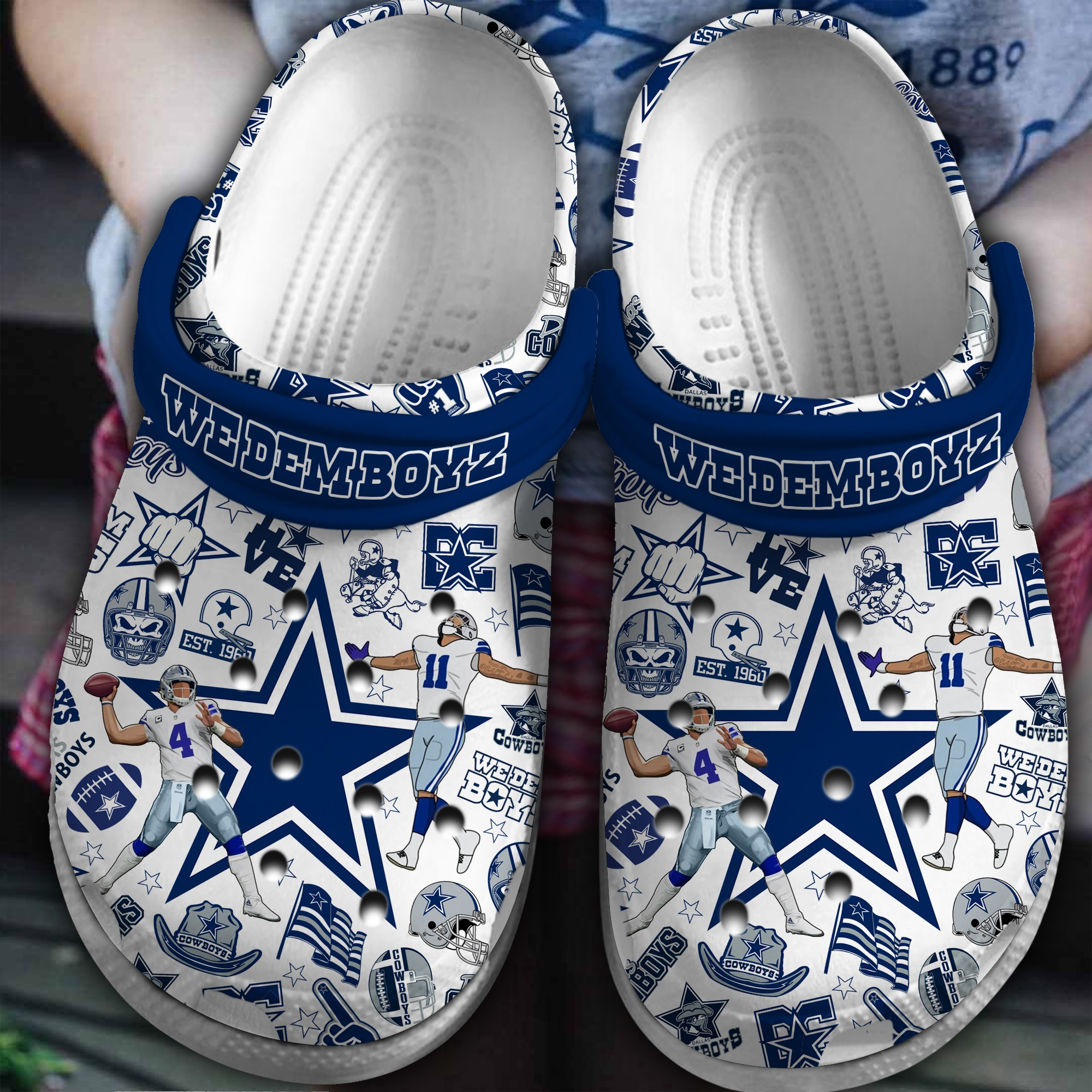 Dallas Cowboys NFL Sport Crocs Crocband Clogs Shoes Comfortable For Men Women and Kids